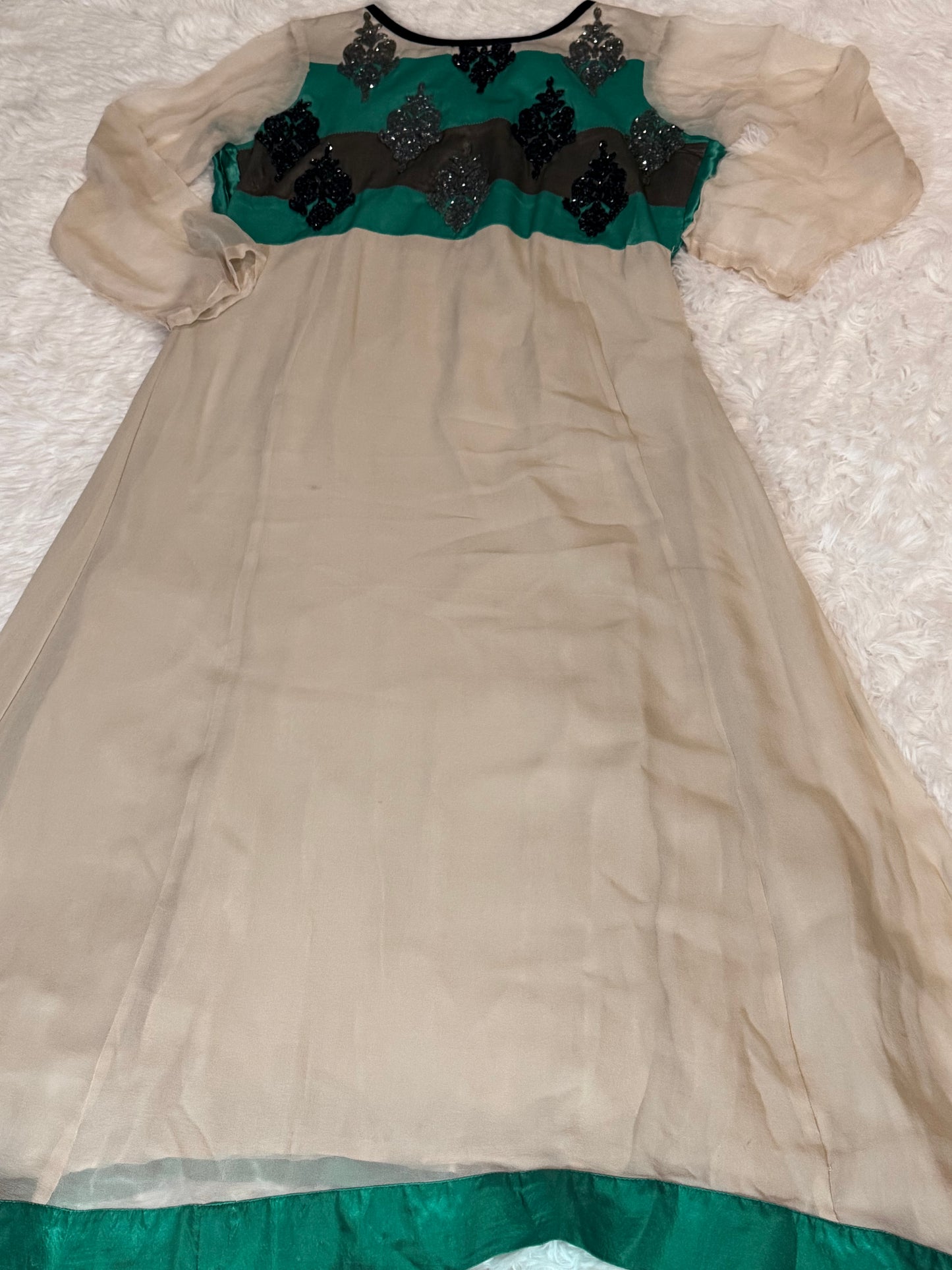 Karma Drop Hem Long Hi-Lo Kameez with with Black Sequins