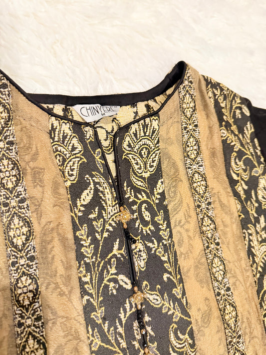 Chinyere Back Cotton Silk shirt with Elegant Jewels on neckline
