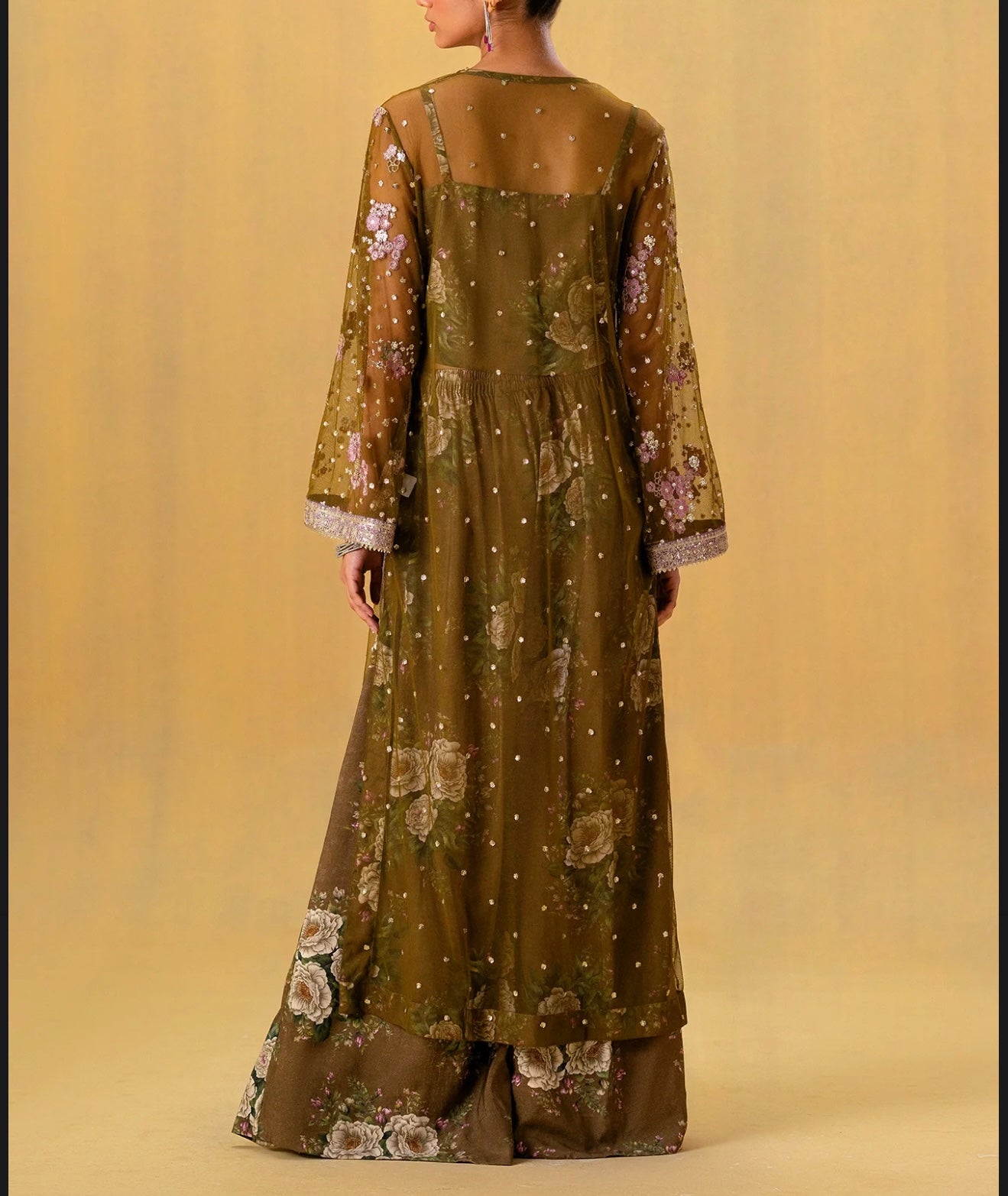 ETHNC Olive Formal Suit with Embroidery & Details, New with Tags
