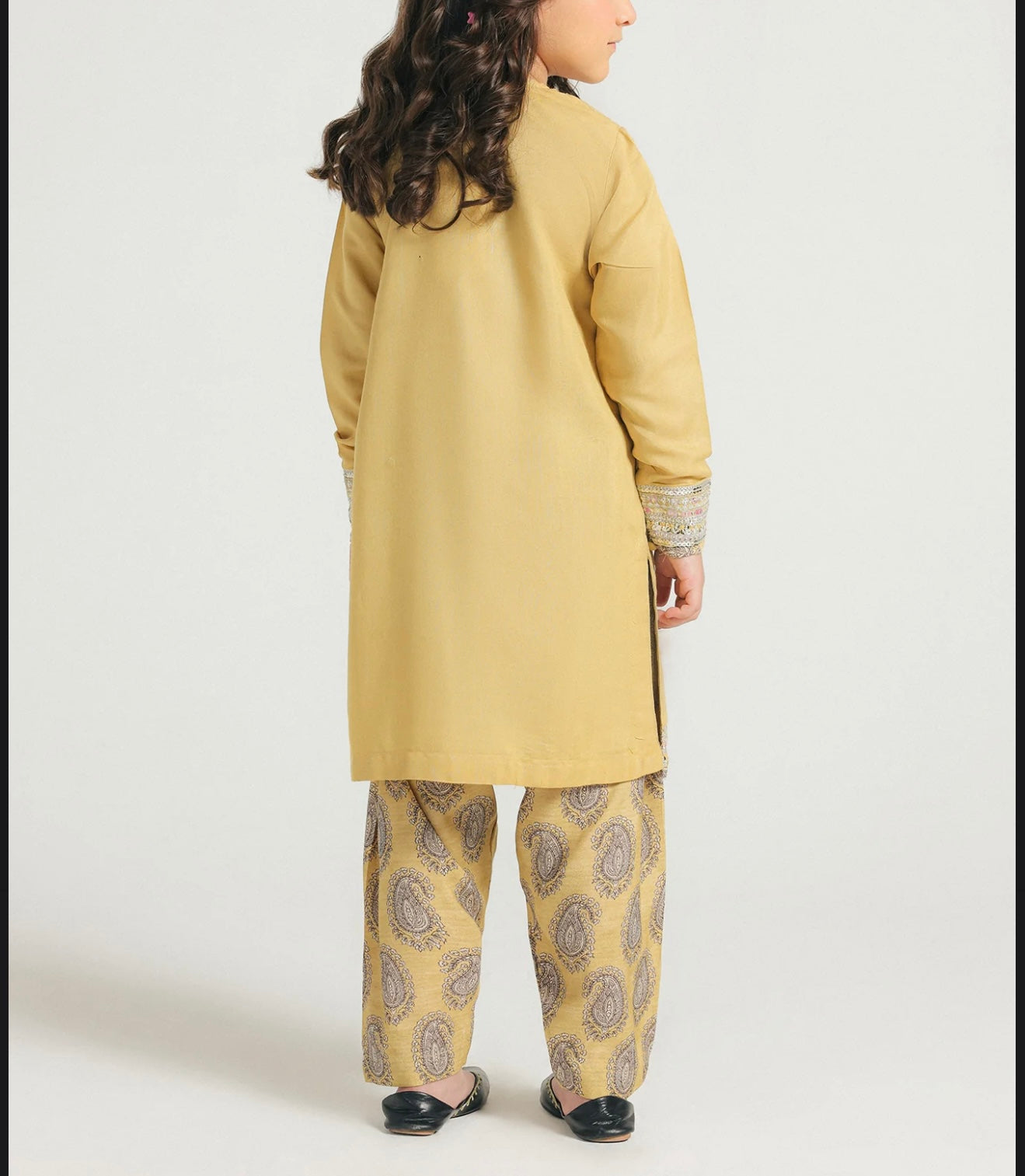 ETHNC Yellow 2 Piece Shalwar Kameez Set with Embroidery & Details (Girls), New with Tags