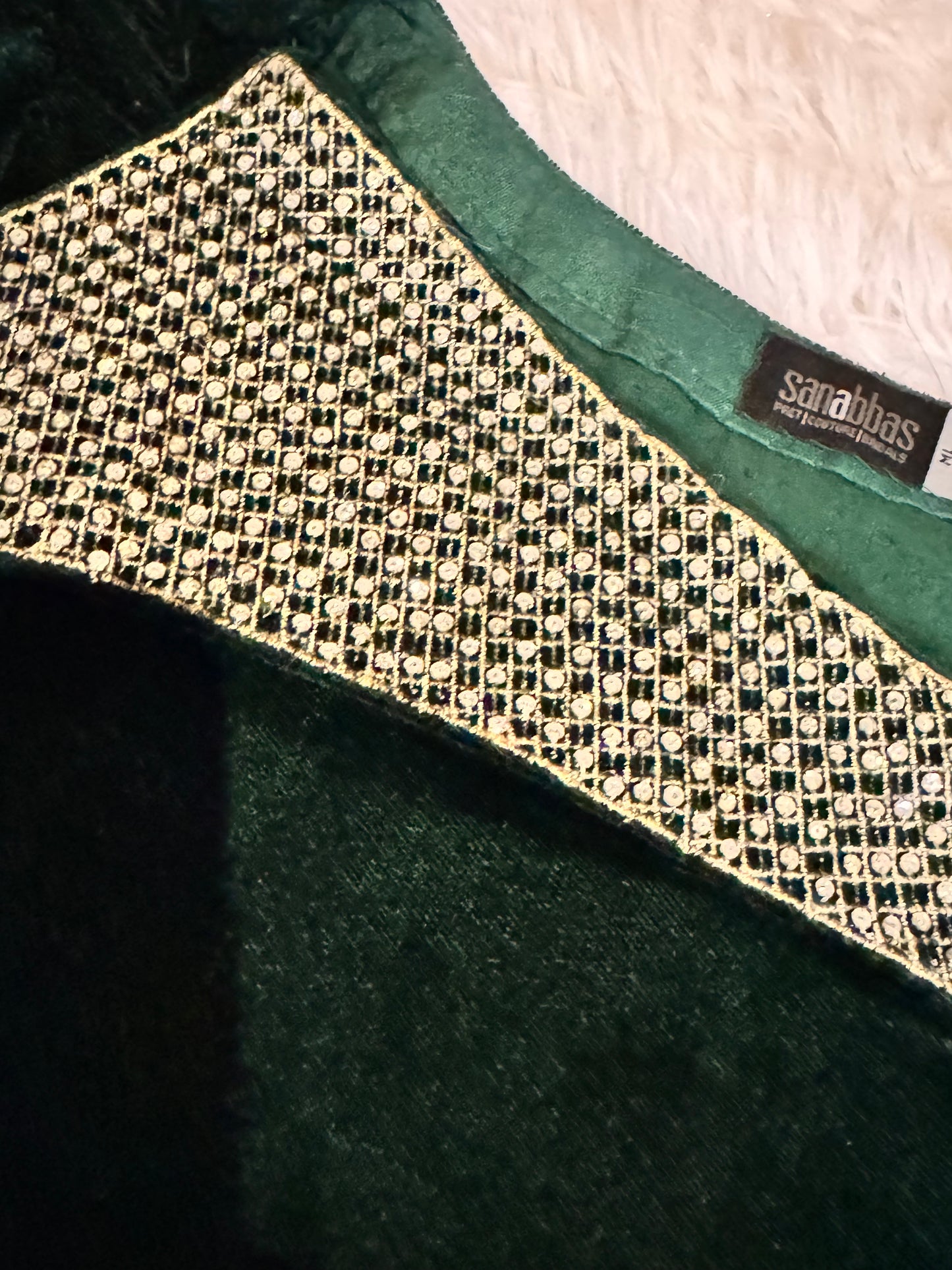 Sana Abbas Bottle Green Velvet Suit