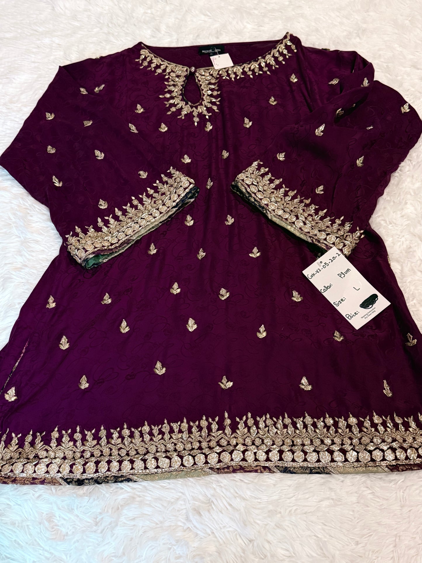 Nickie Nina Plum Formal Shirt with Tulip Shalwar
