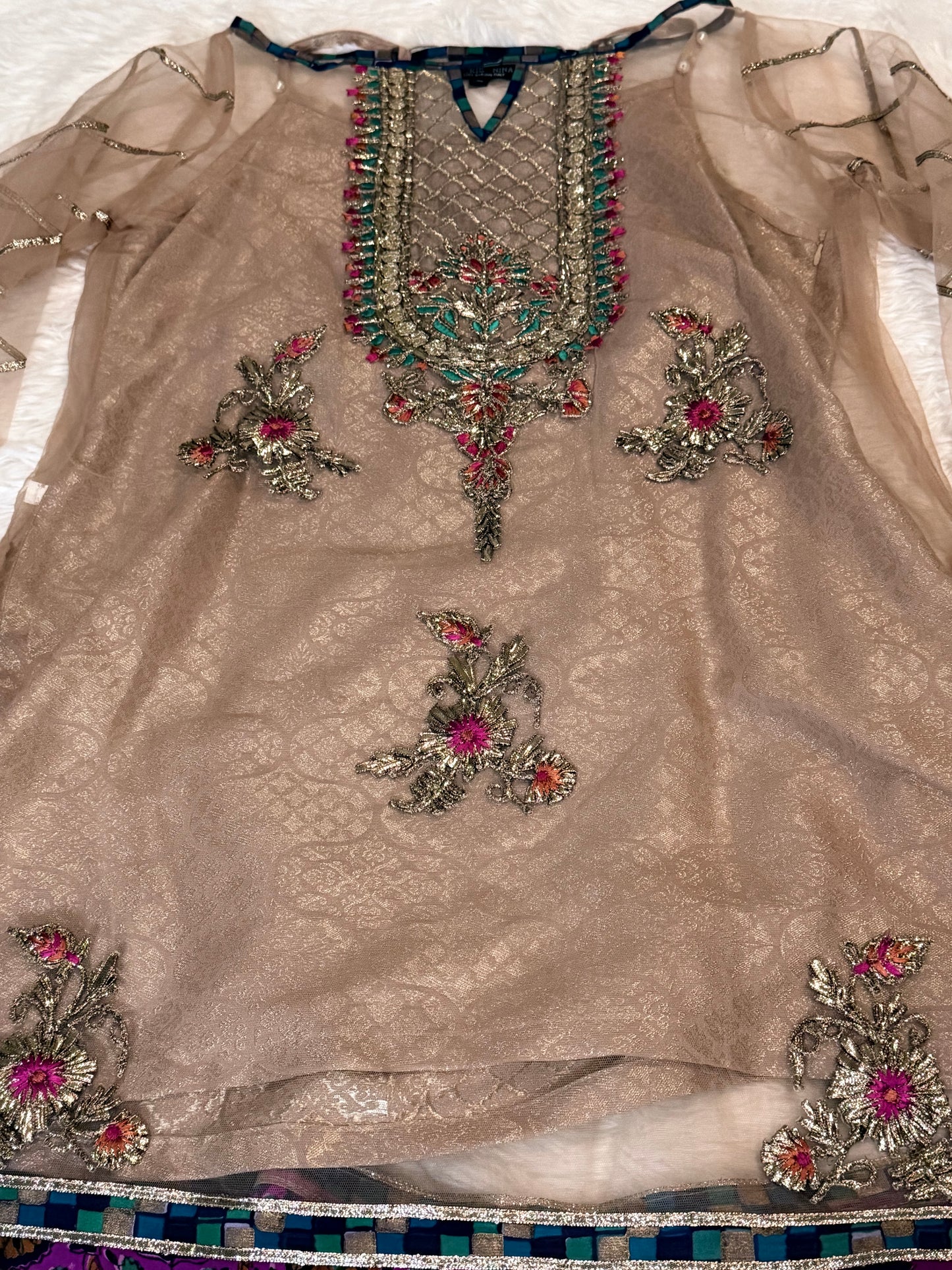 Nickie Nina Golden Formal Suit with Silk Pants