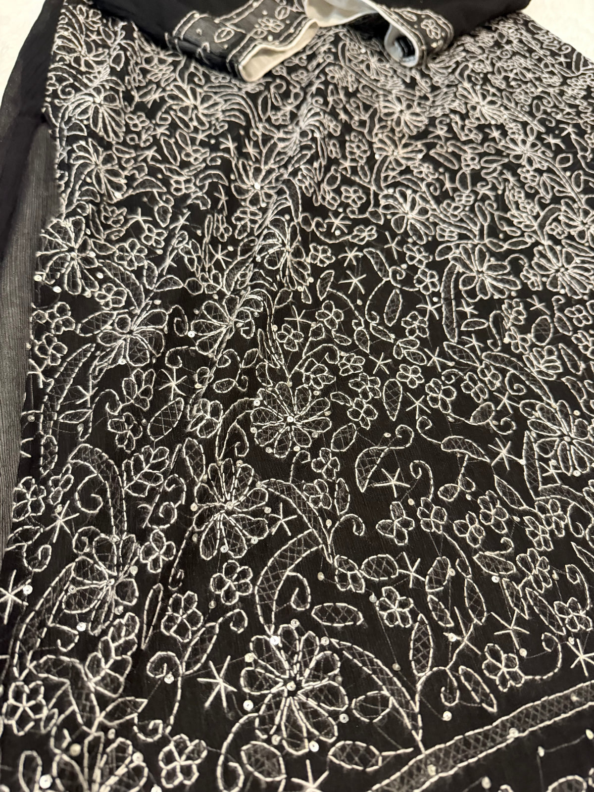 Sublime by Sara Chiffon Shirt with Shadow Work and Sequins throughout the front