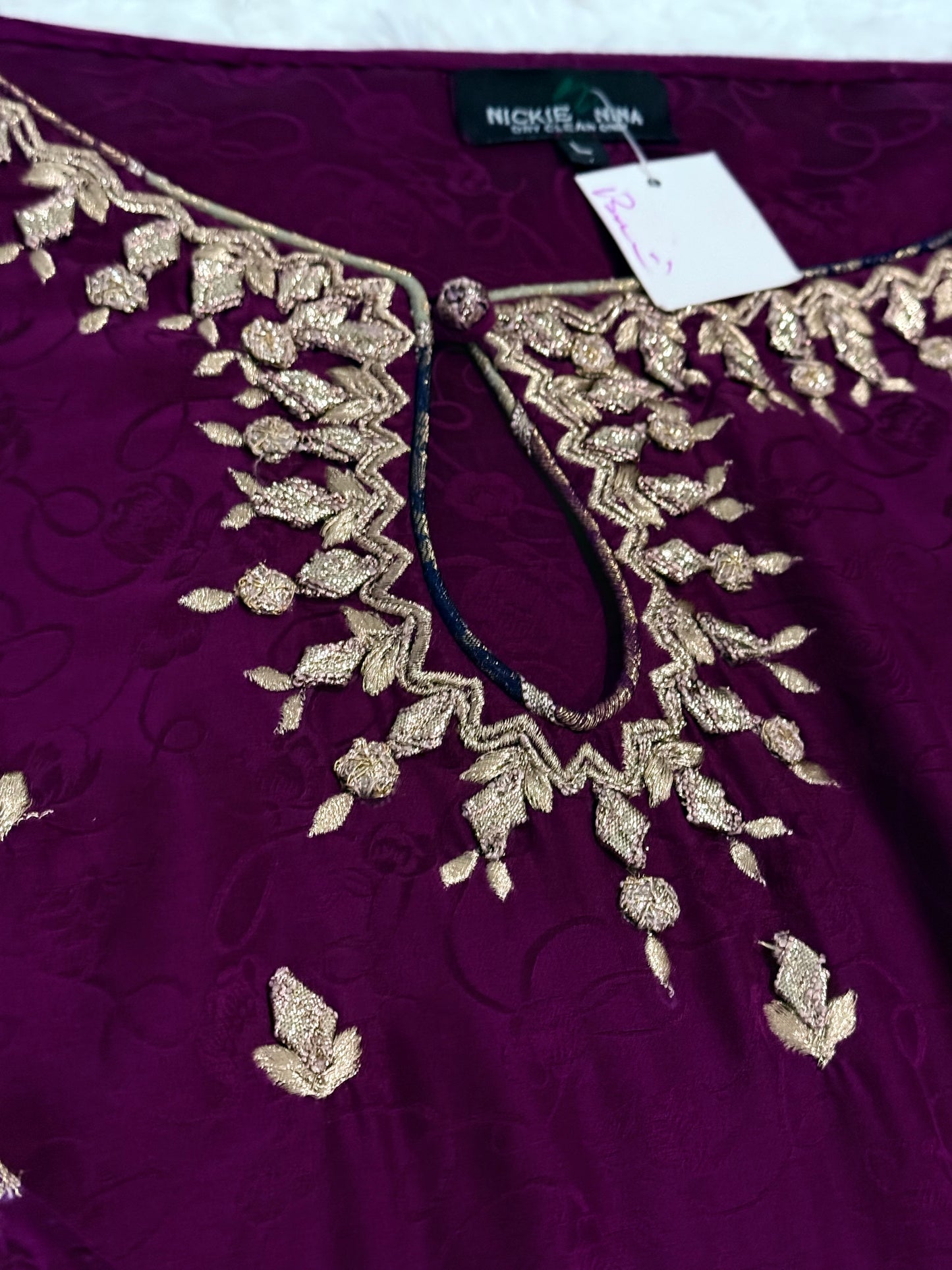 Nickie Nina Plum Formal Shirt with Tulip Shalwar