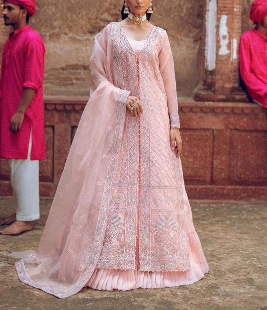 Vanya Pink Anarkali with Embellishments and Embroidery