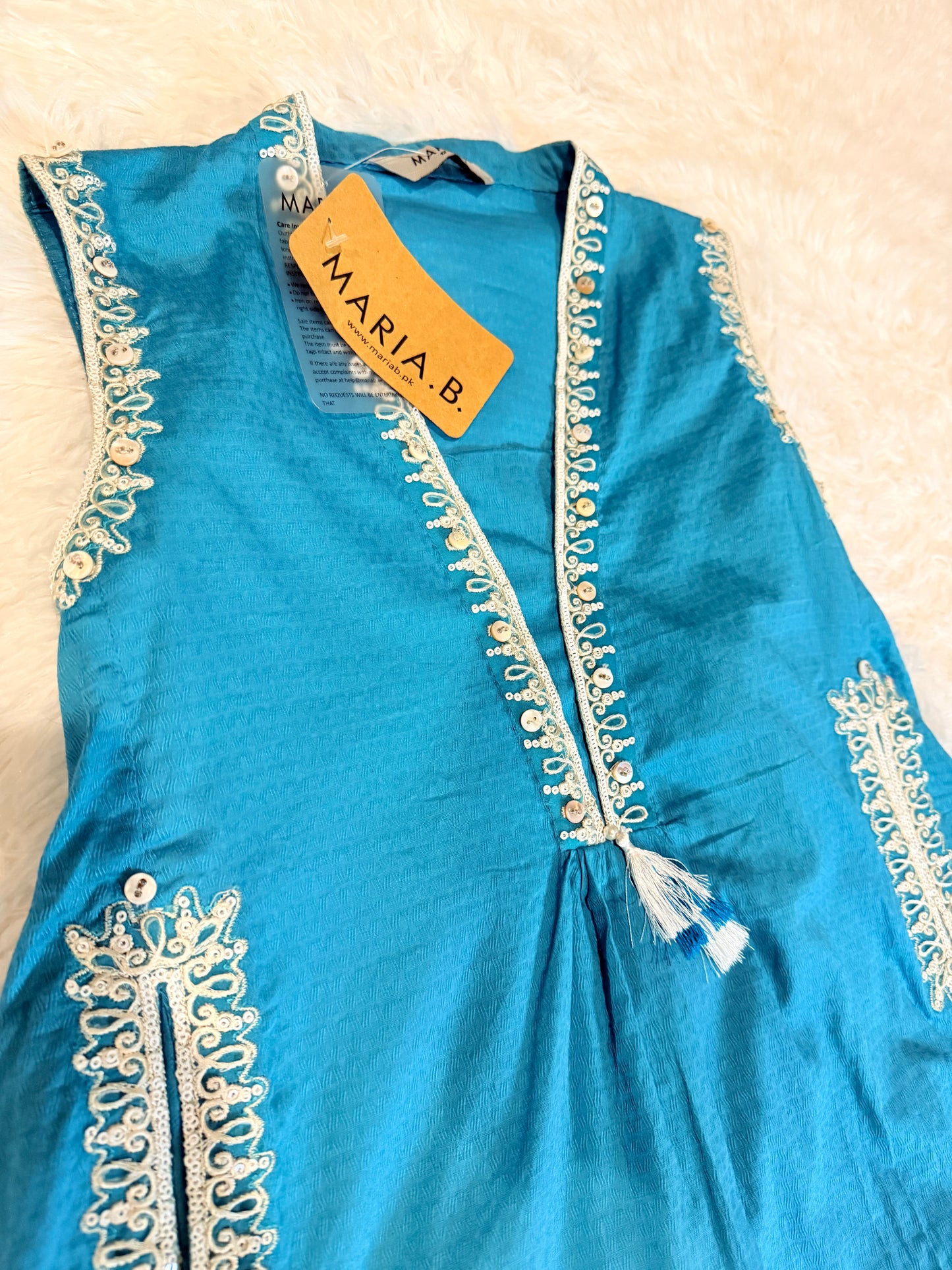Maria B Girls Cotton 3-piece Suit with Tulip Shalwar, New with Tags