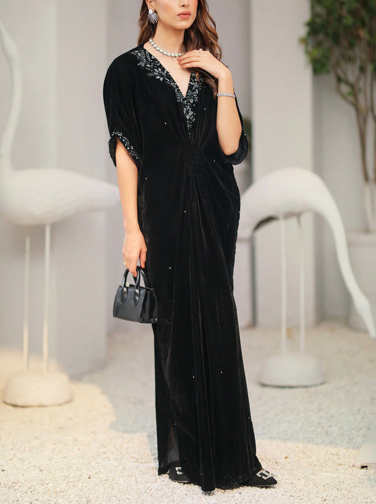 Vanya Black Velvet Kaftan