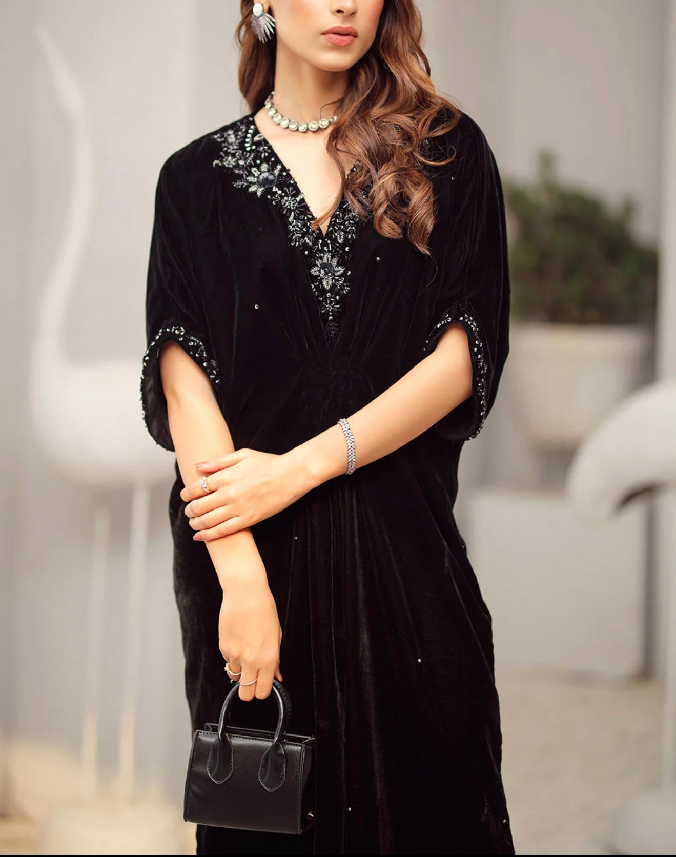 Vanya Black Velvet Kaftan