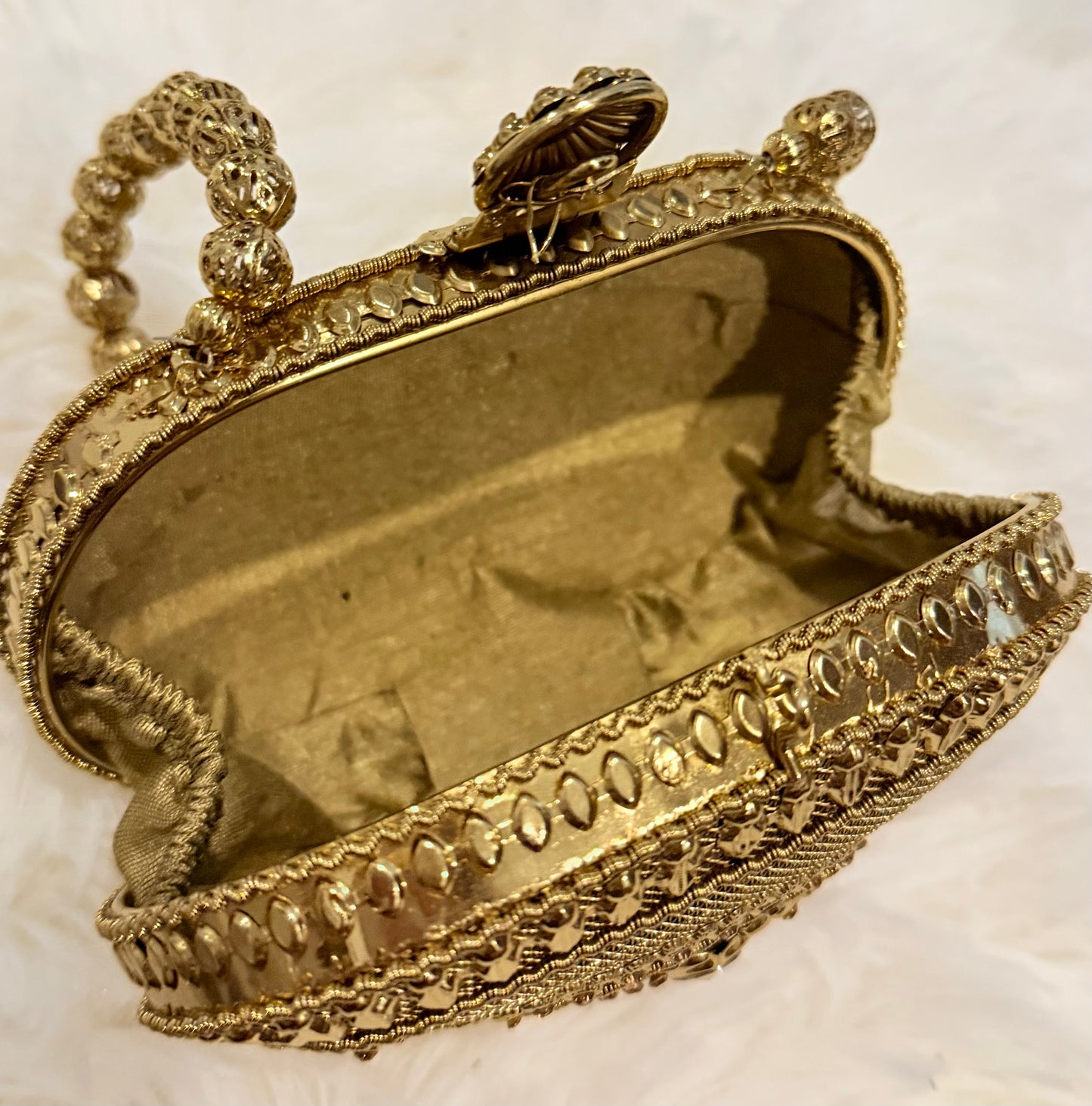 Metallic Evening Bag/Clutch with Beaded Strap