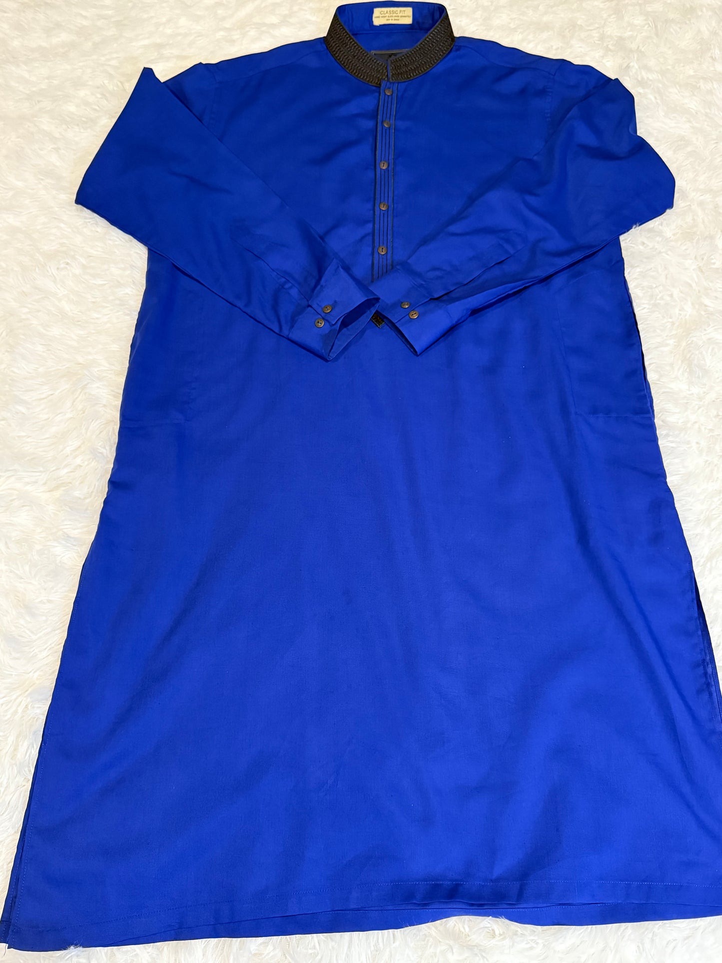 Amir Adnan Blue Kurta with Embroidered Collar