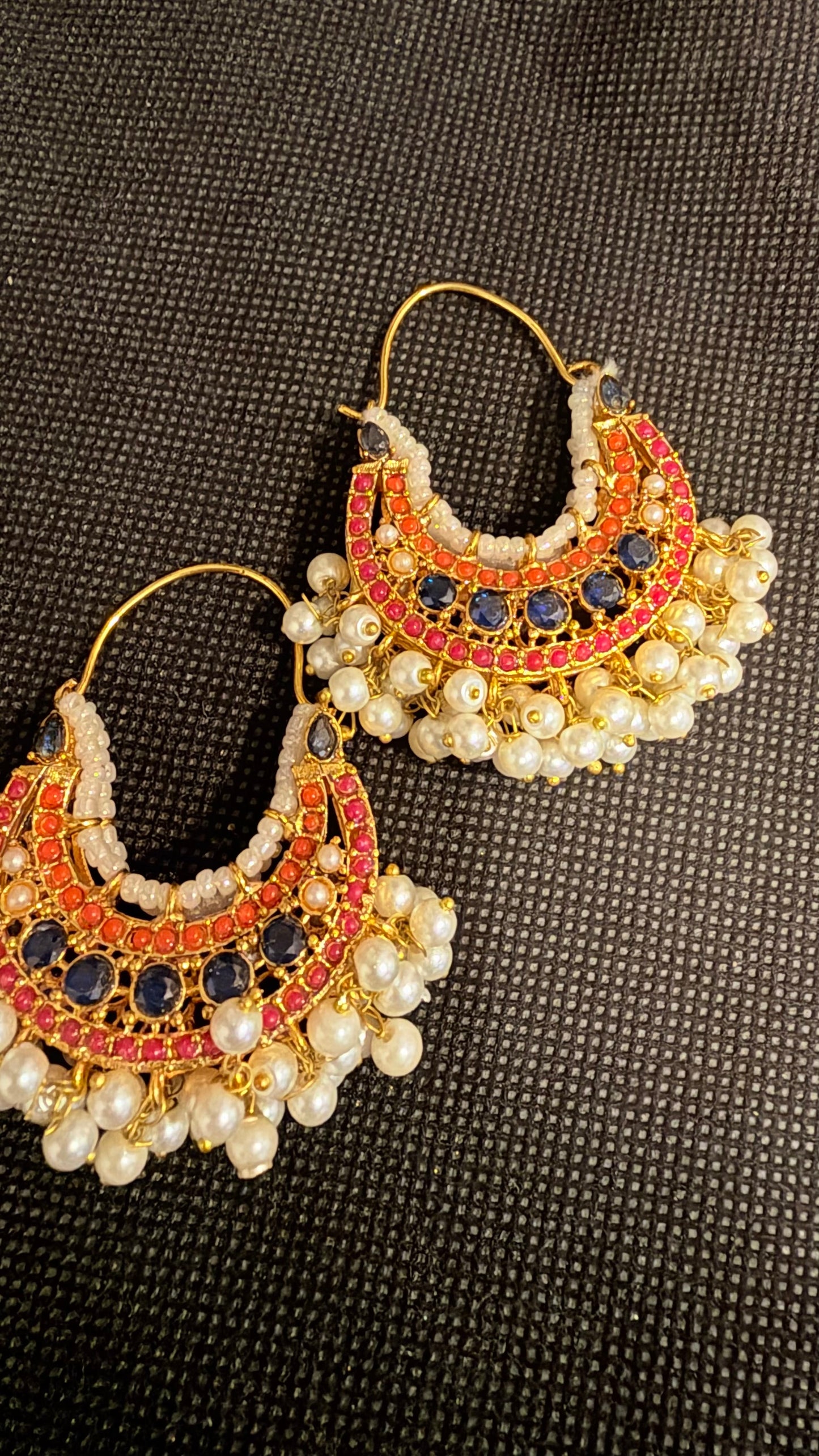Crystal and Pearl Double Sided Traditional Earrings