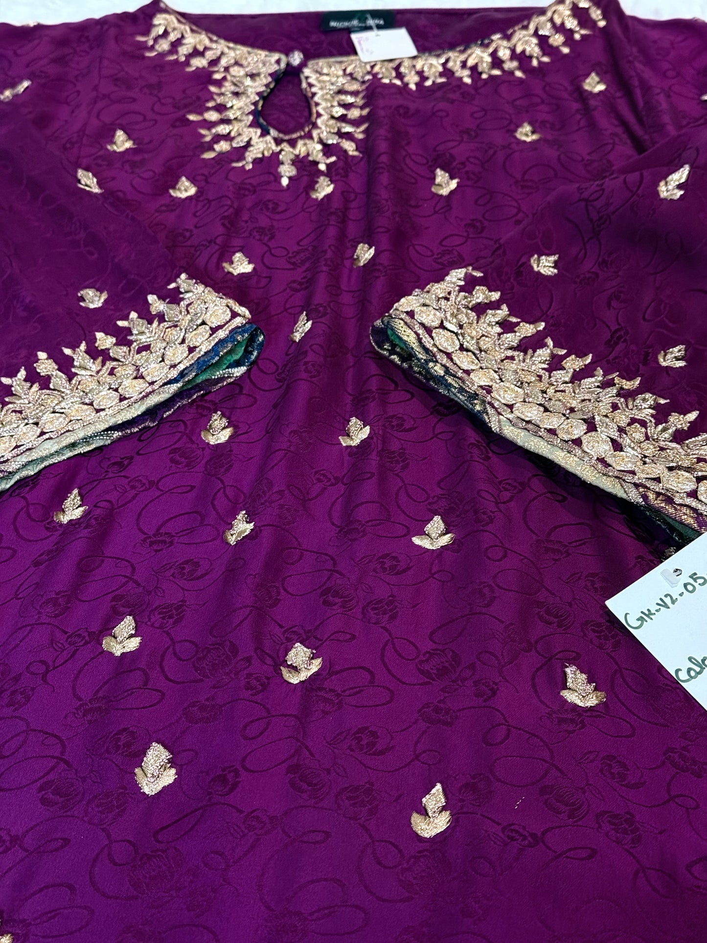 Nickie Nina Plum Formal Shirt with Tulip Shalwar