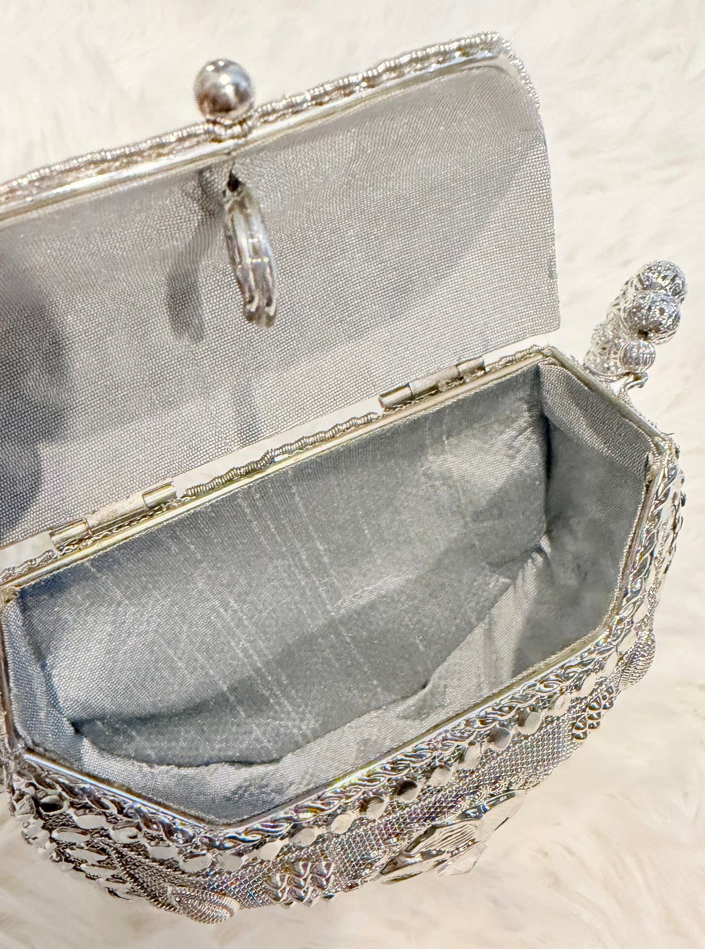 Metallic Evening Bag/Clutch with Beaded Strap