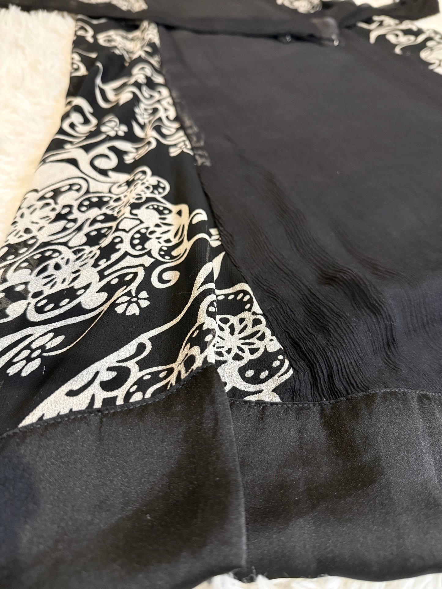 Zeenat by Hina Butt Black Chiffon Anarkali Style Suit with Pajama Pants and “Chinyere” Sleeves