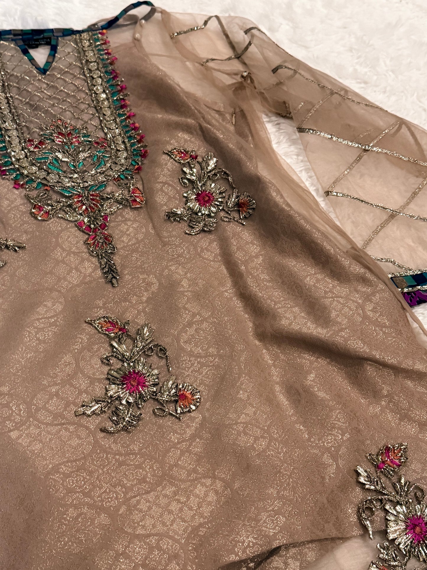 Nickie Nina Golden Formal Suit with Silk Pants