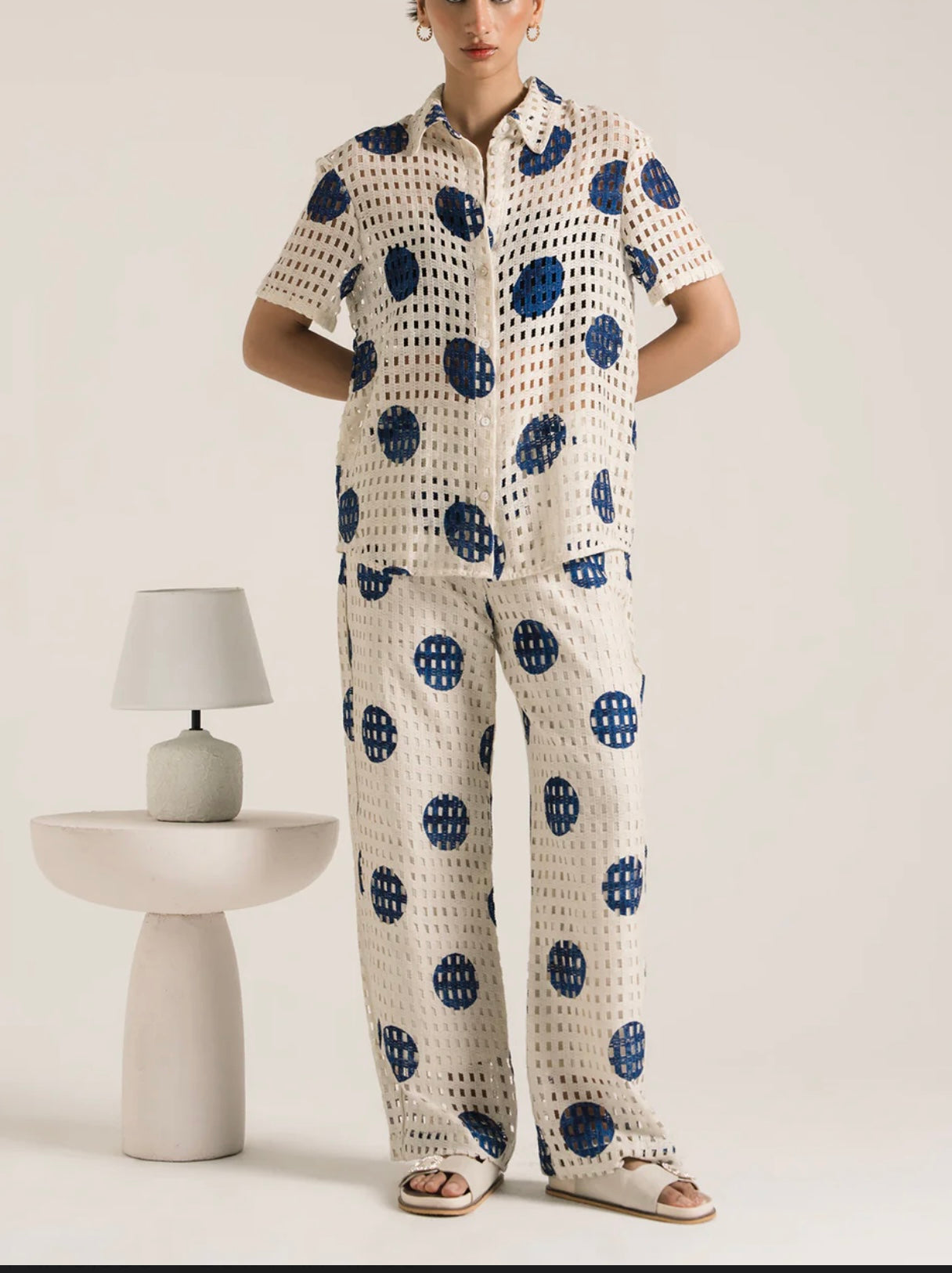 ETHNC Textured Navy Suit Co-ord Set