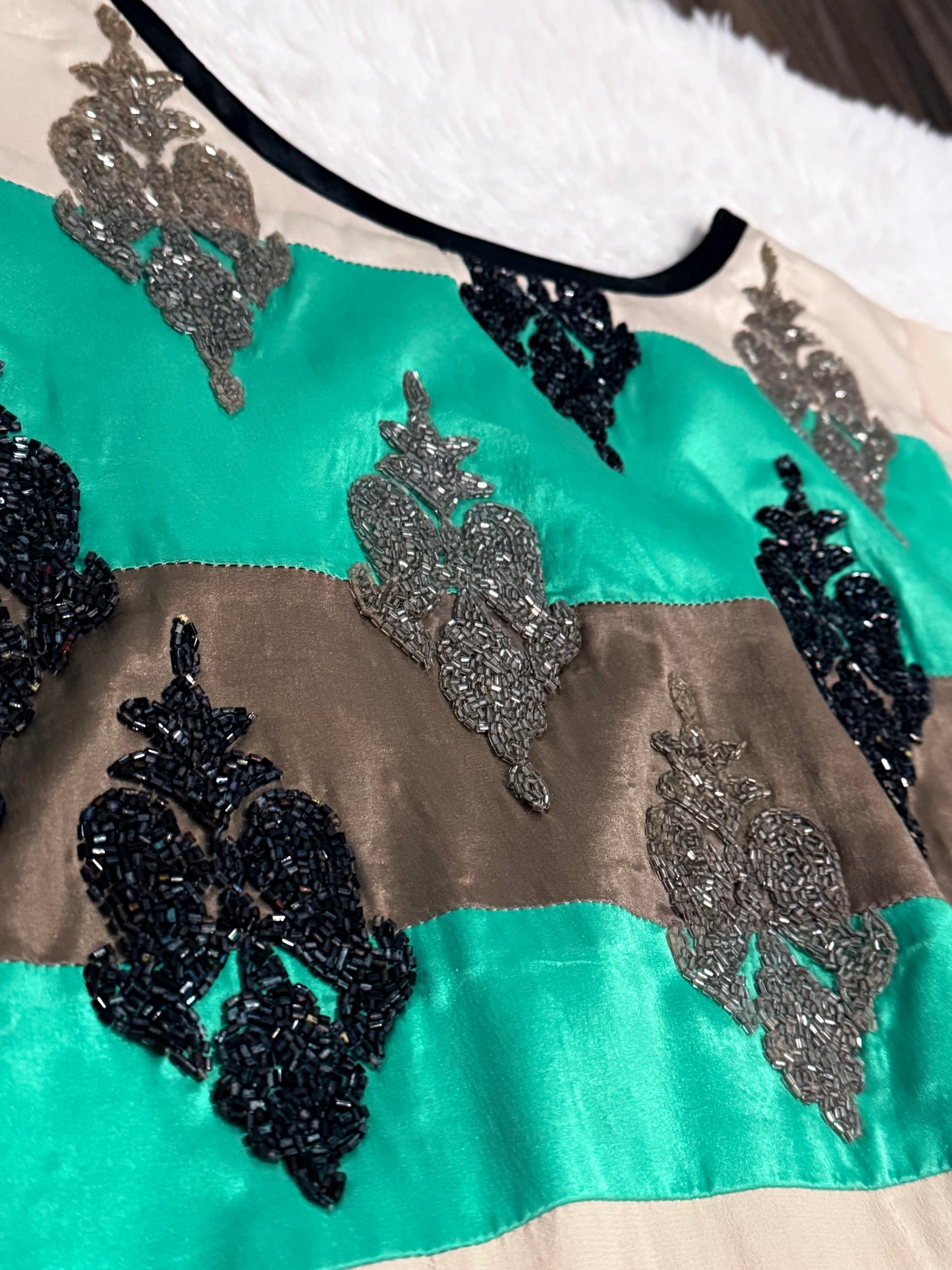 Karma Drop Hem Long Hi-Lo Kameez with with Black Sequins