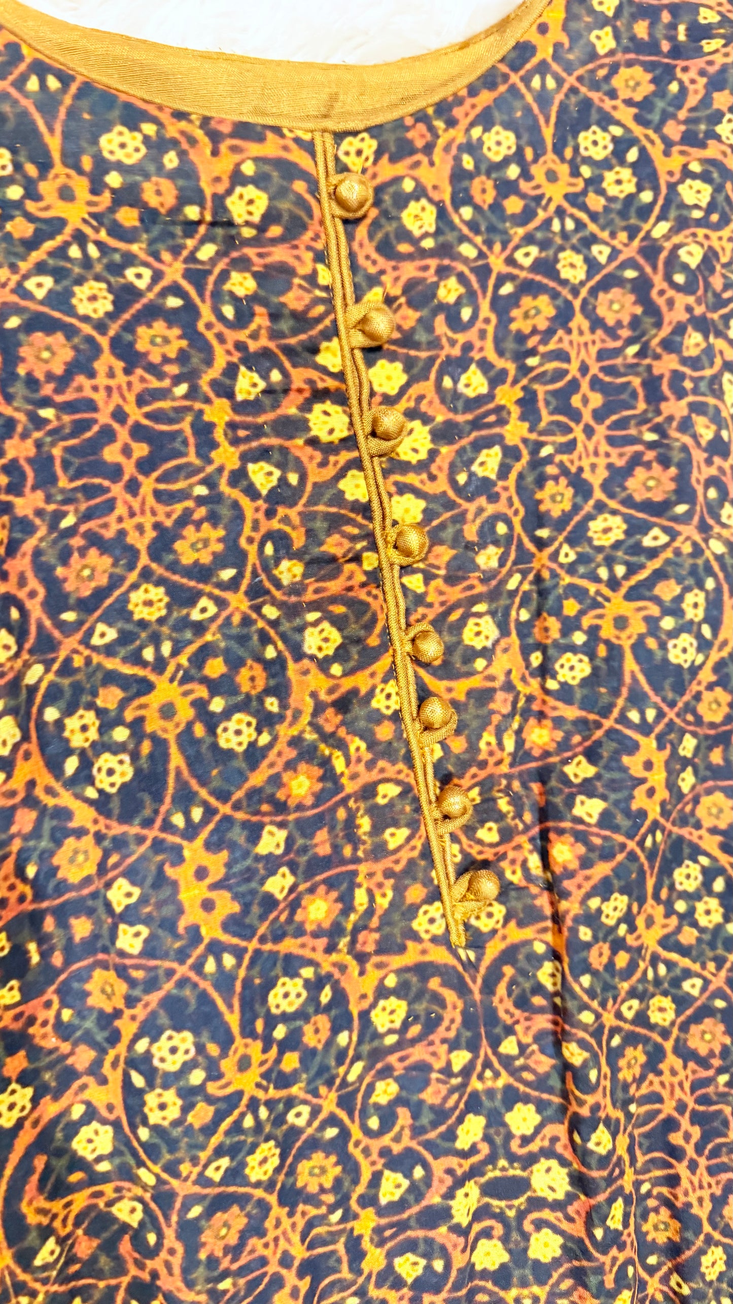 HSY Blue Lawn Kurta with Yellow and Orange Embroidery & Printed Design