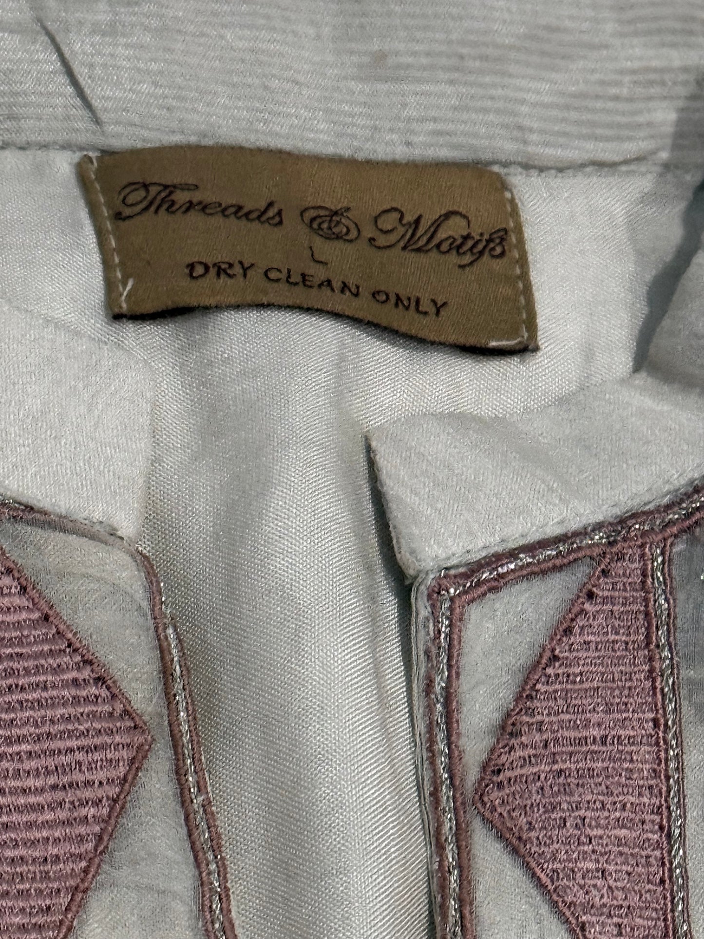 Threads & Motifs Embroidered Shirt with Pearl & Stone Buttons