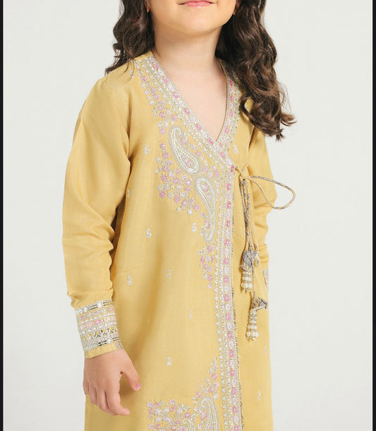 ETHNC Yellow 2 Piece Shalwar Kameez Set with Embroidery & Details (Girls), New with Tags