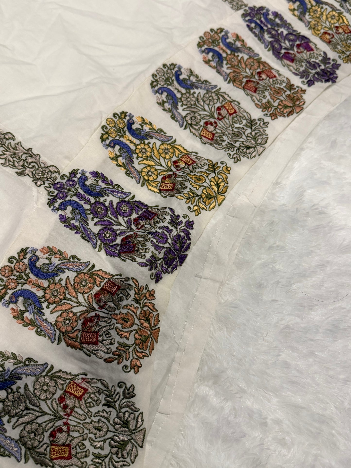 Threads & Motifs A-line soft cotton blend material with Green & Pink Embroidery.