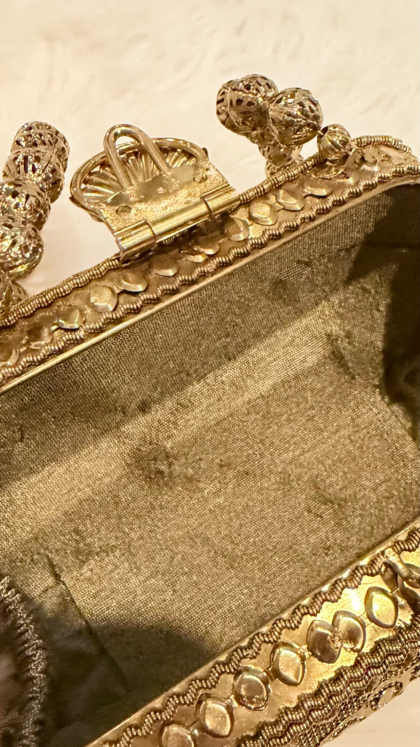 Metallic Evening Bag/Clutch with Beaded Strap