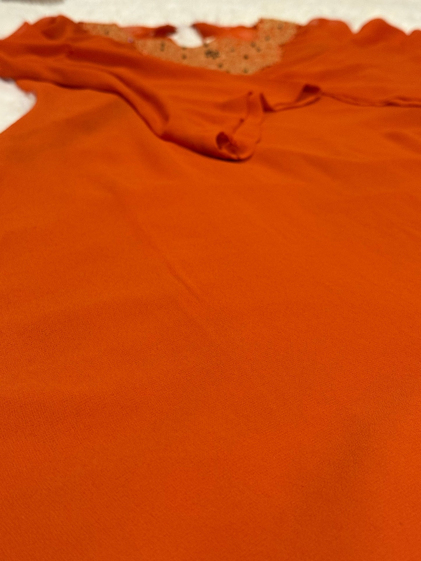 Sublime by Sara Orange Chiffon Long Shirt and Pants with Embroidery