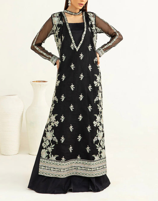 Vanya Black Embroidered Long Shirt