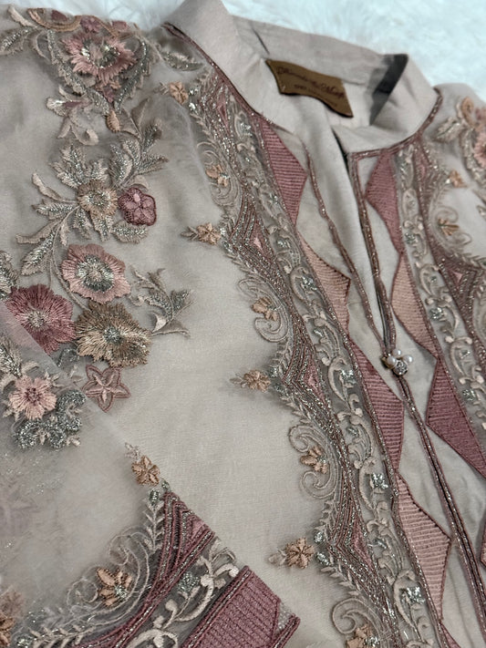 Threads & Motifs Embroidered Shirt with Pearl & Stone Buttons