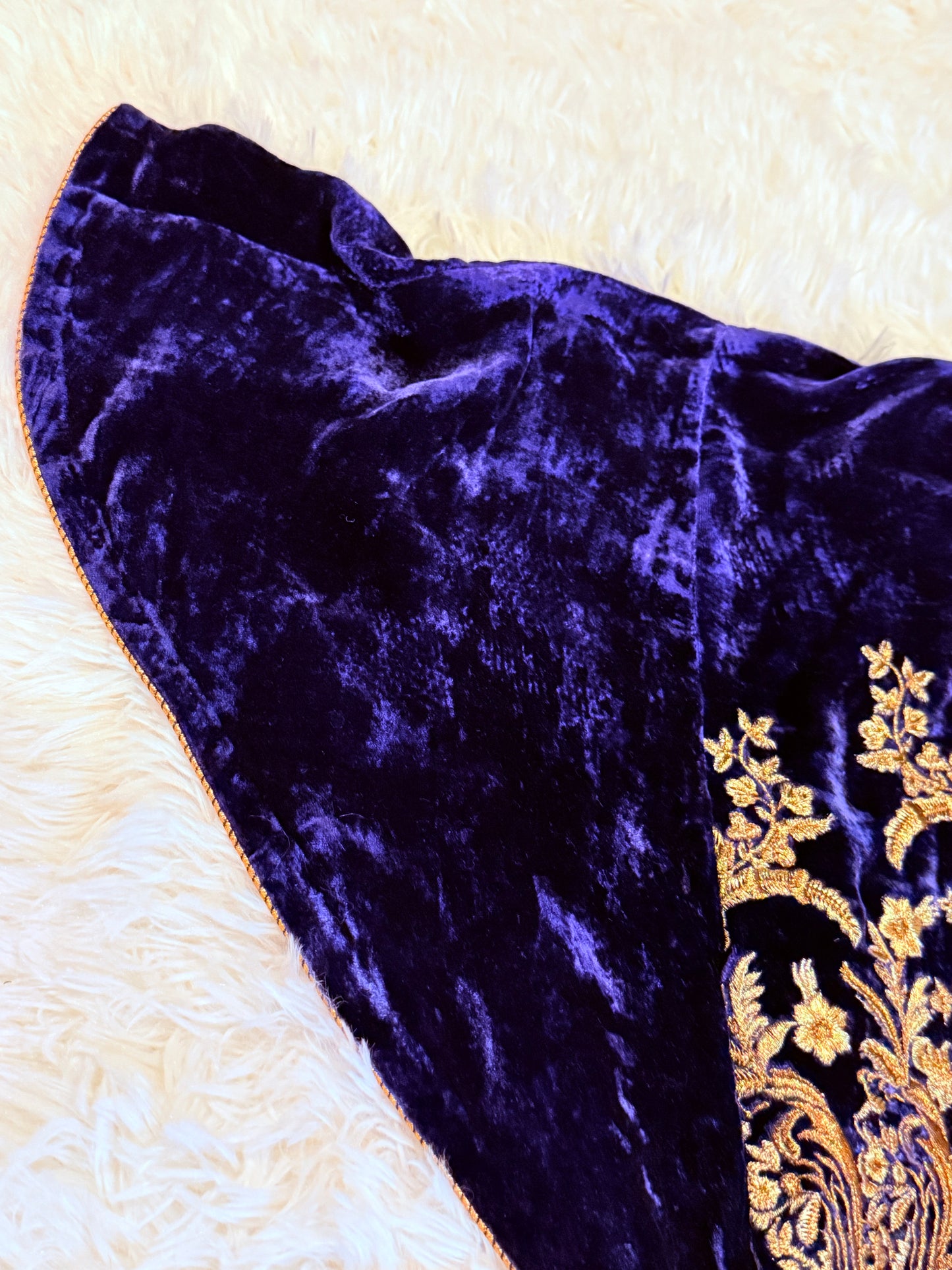 Sana Safinaz Velvet Navy Jacket with Heavy Gold Embroidery