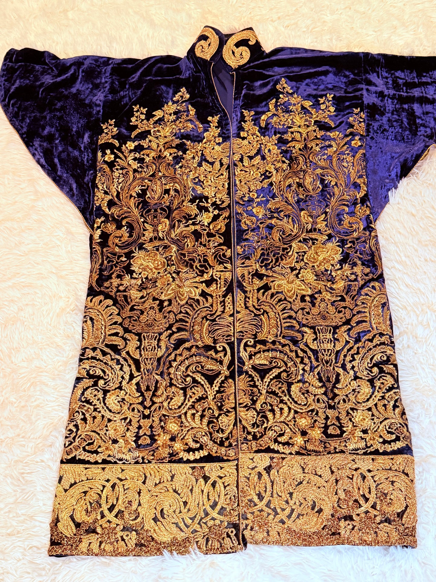 Sana Safinaz Velvet Navy Jacket with Heavy Gold Embroidery
