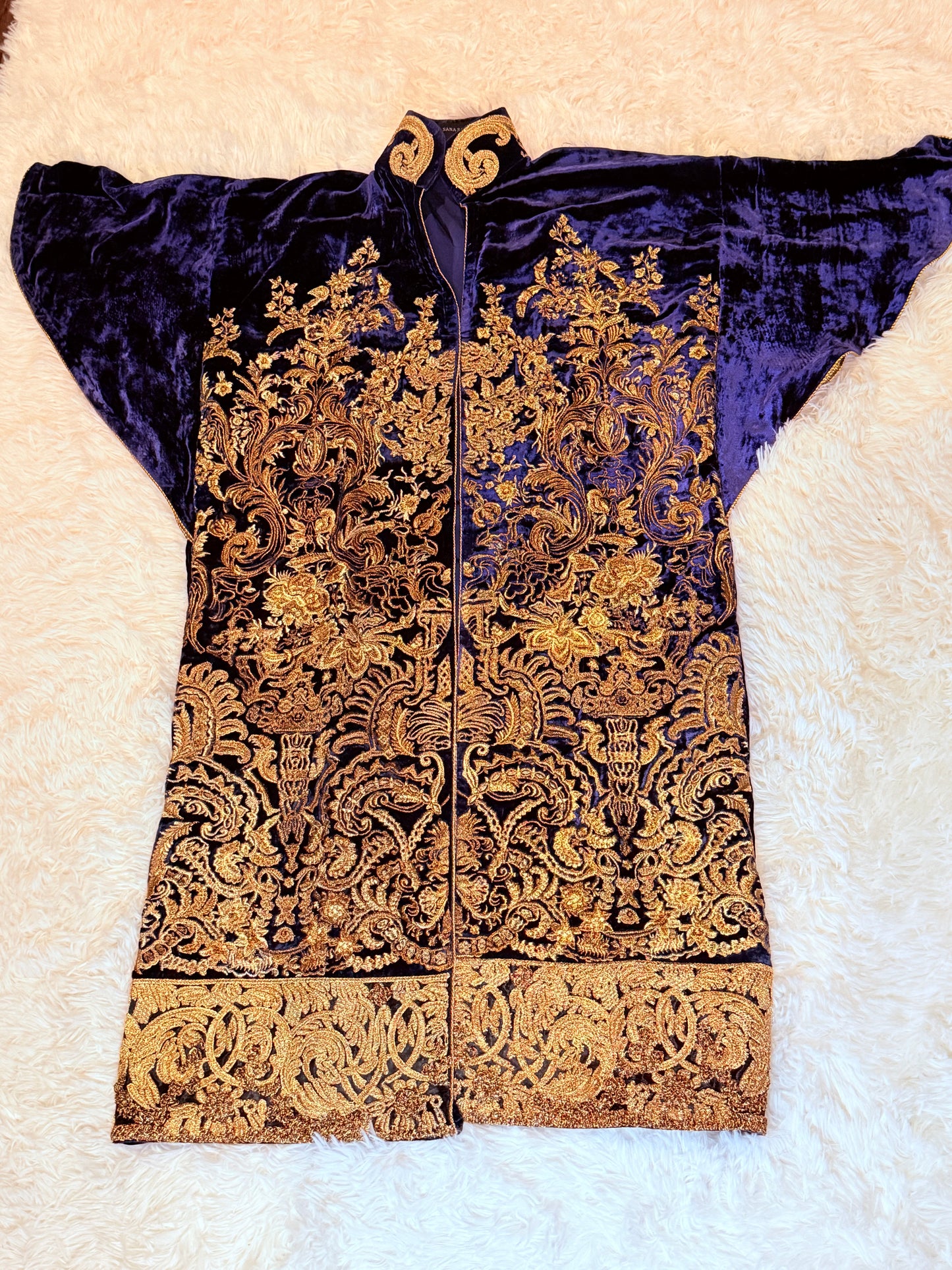 Sana Safinaz Velvet Navy Jacket with Heavy Gold Embroidery