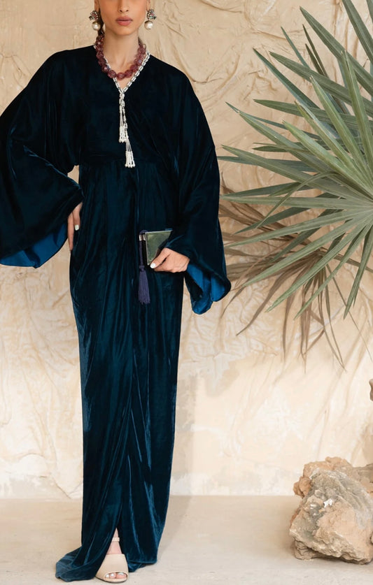 Zainab Zulfiqar Alana Teal Kaftan