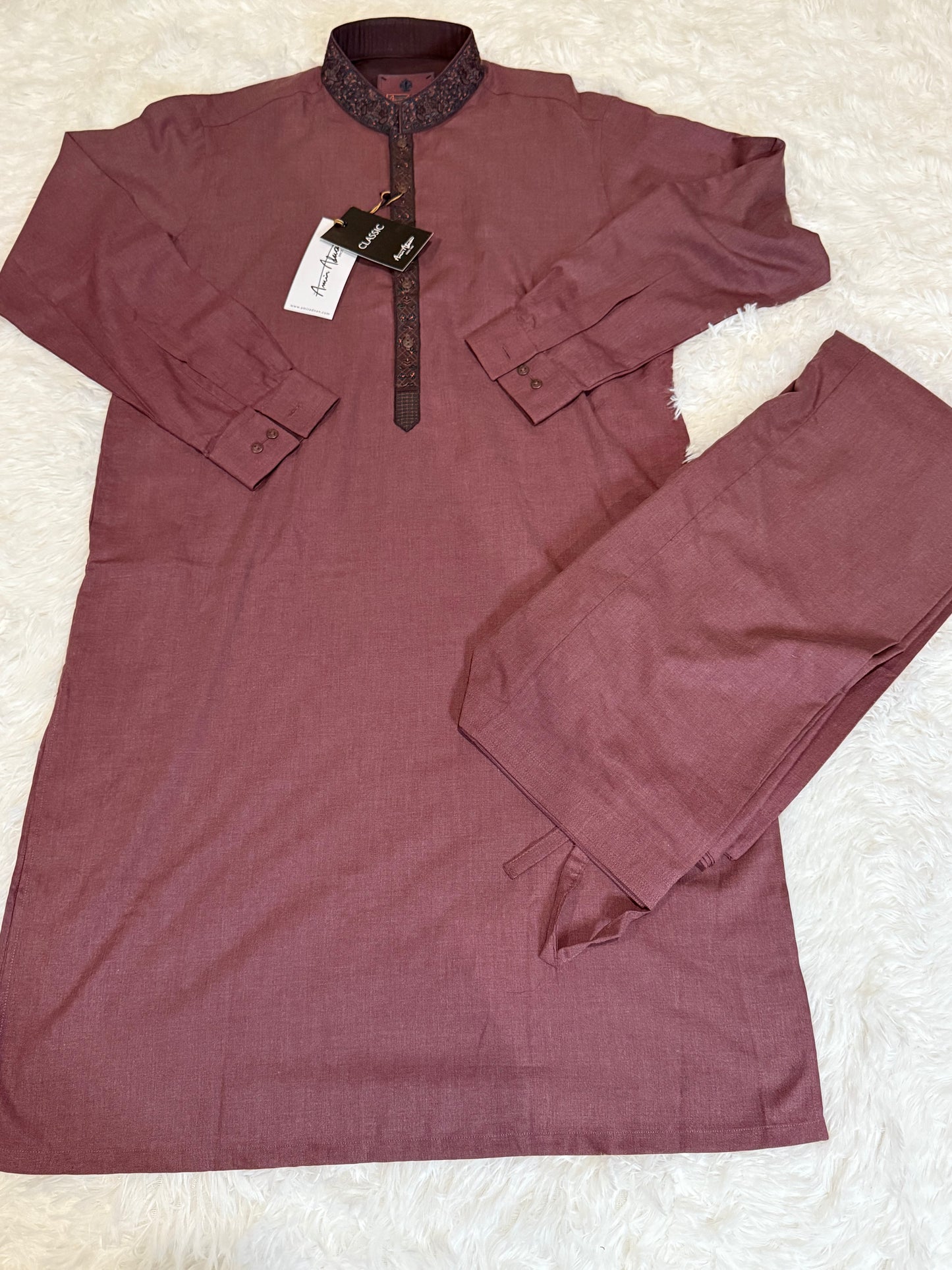 Amir Adnan Chocolate Deep Purple/Brown Shalwar Kameez