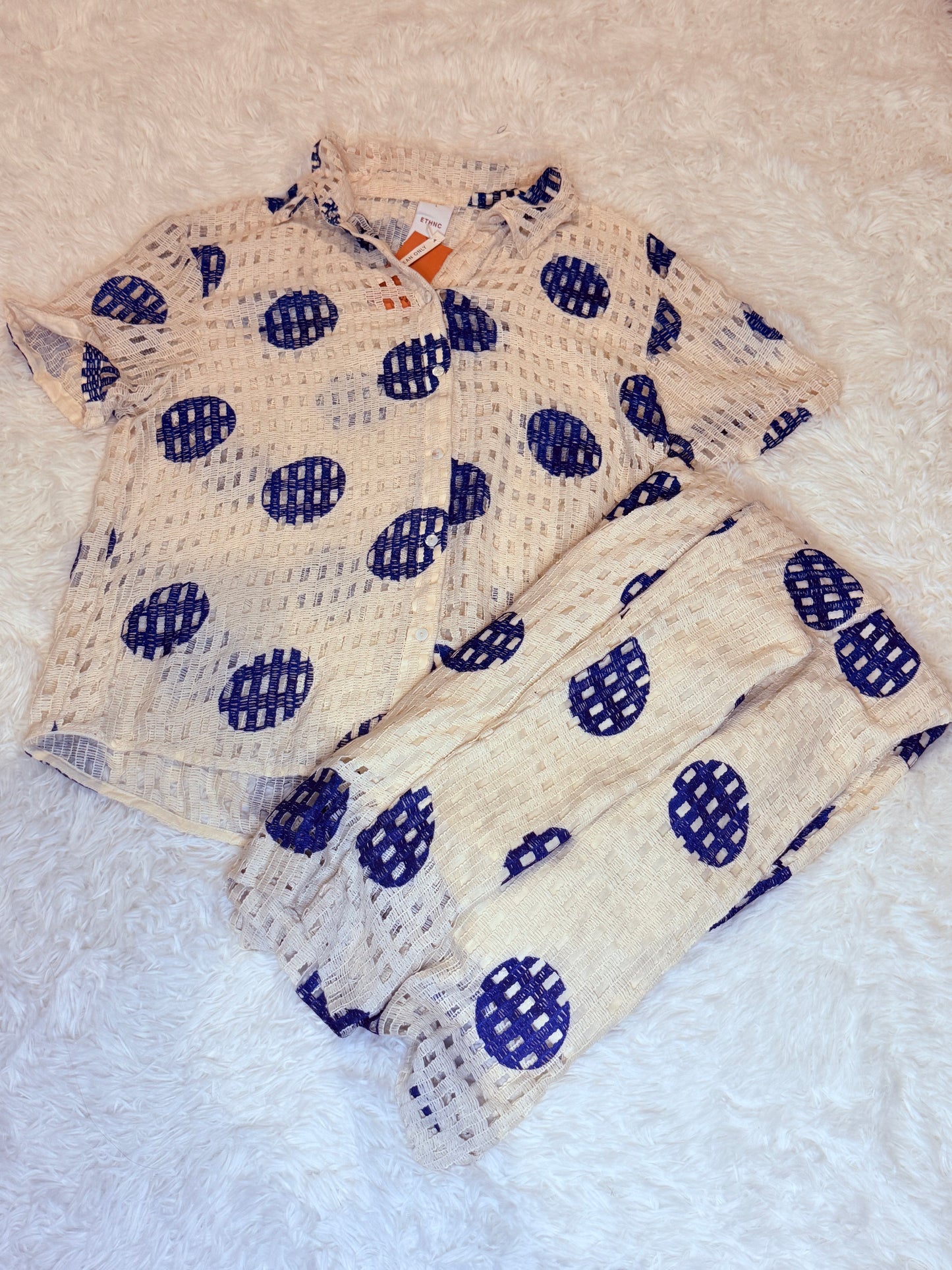 ETHNC Textured Navy Suit Co-ord Set