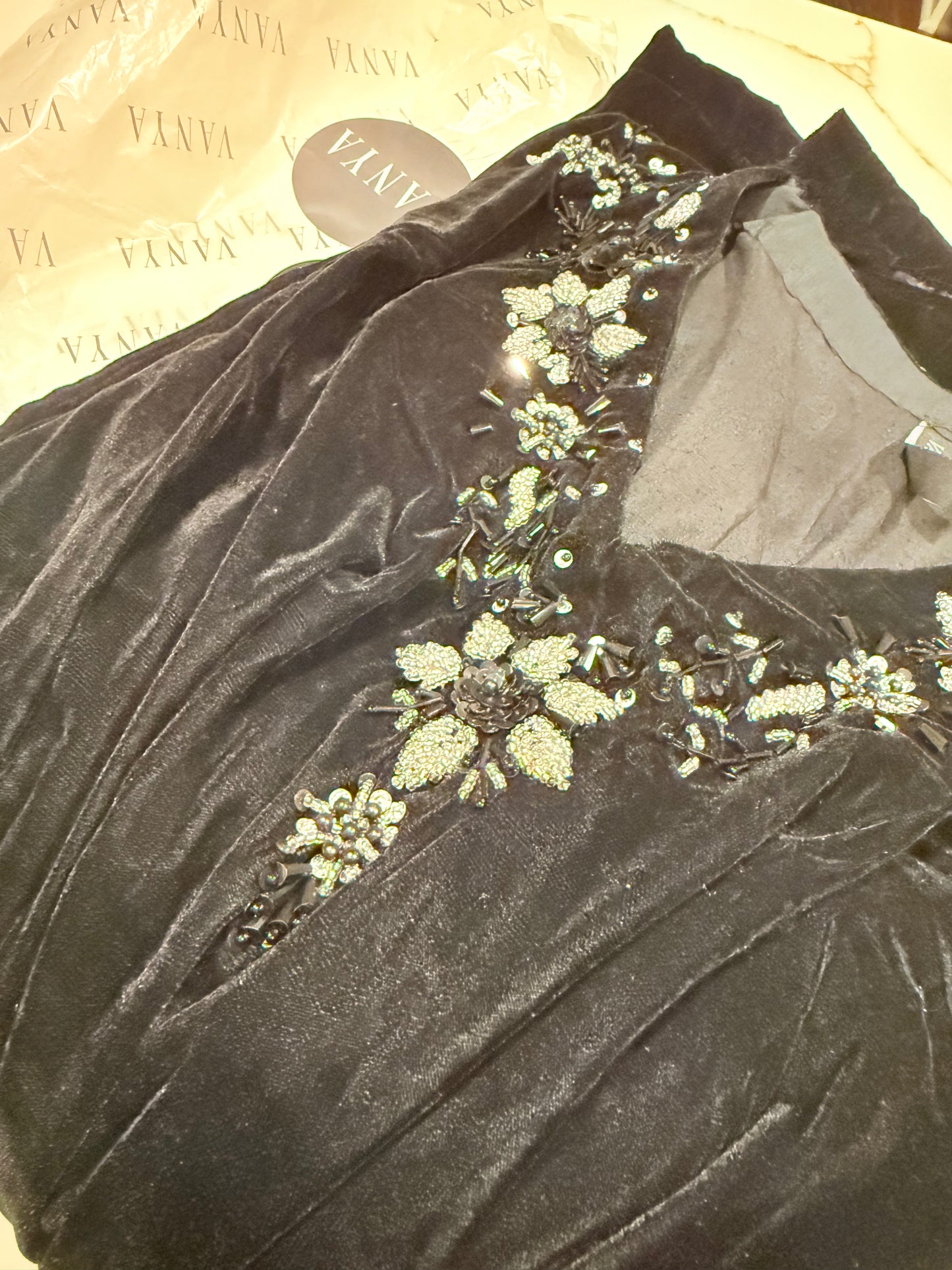 Vanya Black Velvet Kaftan