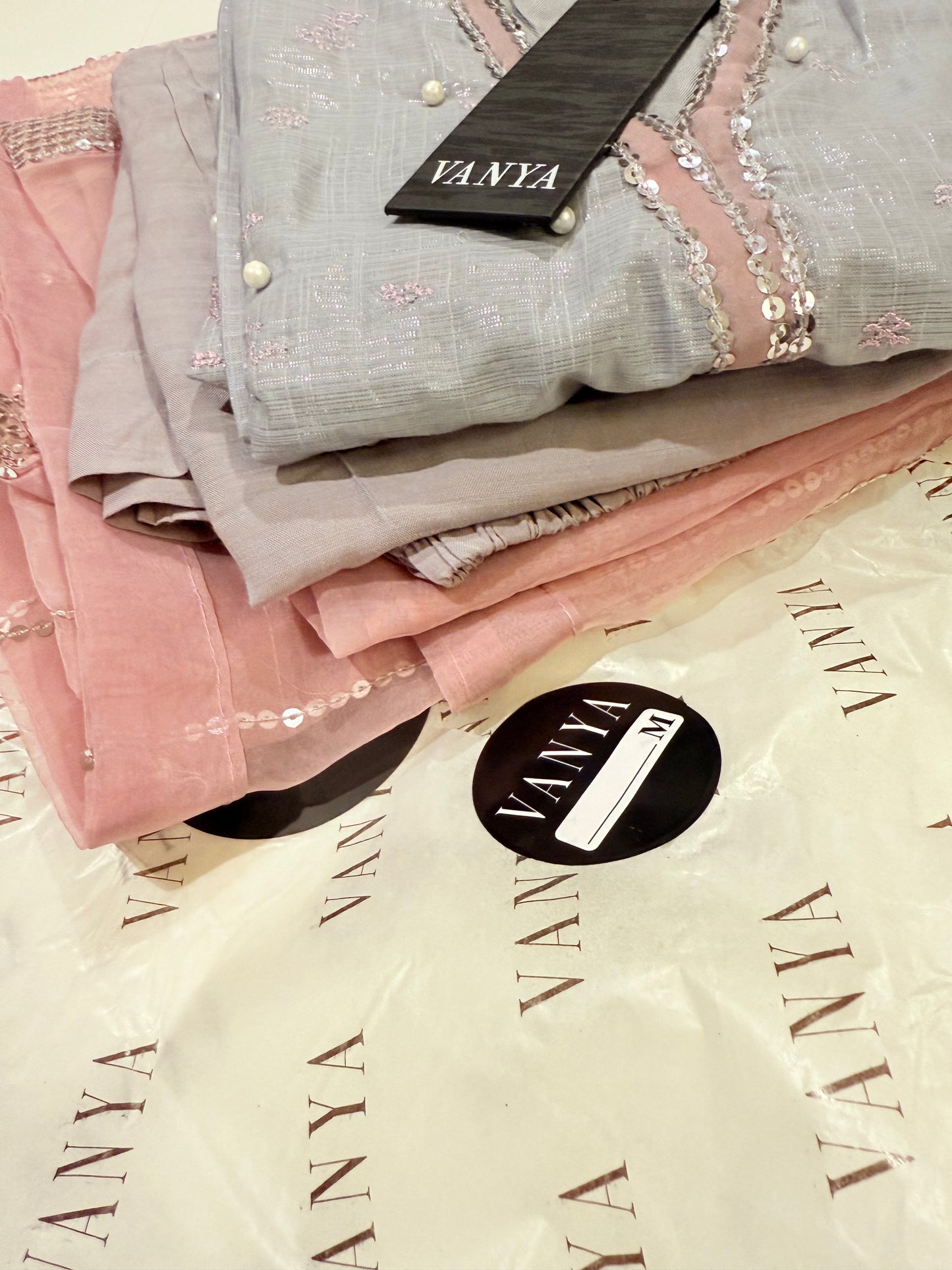 Vanya Light Purple Shirt Embellished with Lilac Embroidery with Pants and Dupatta