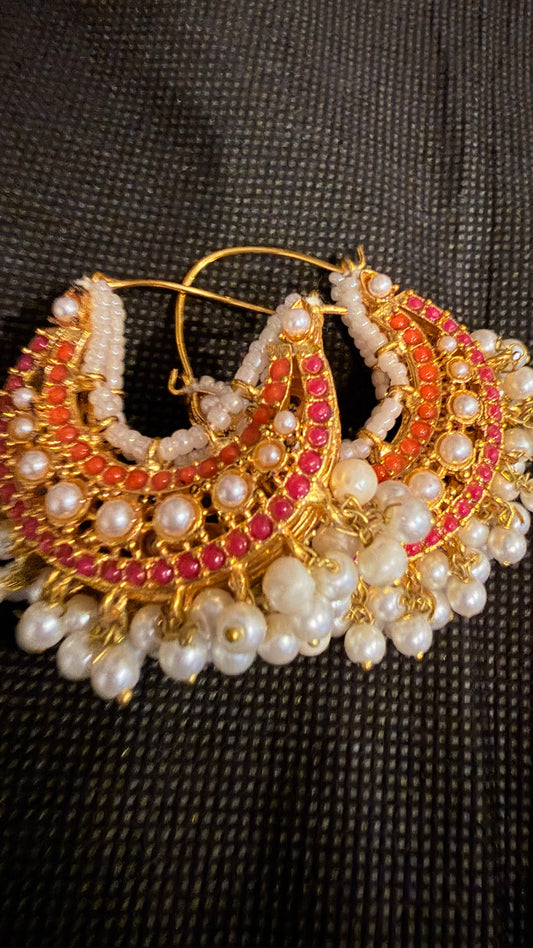 Crystal and Pearl Double Sided Traditional Earrings