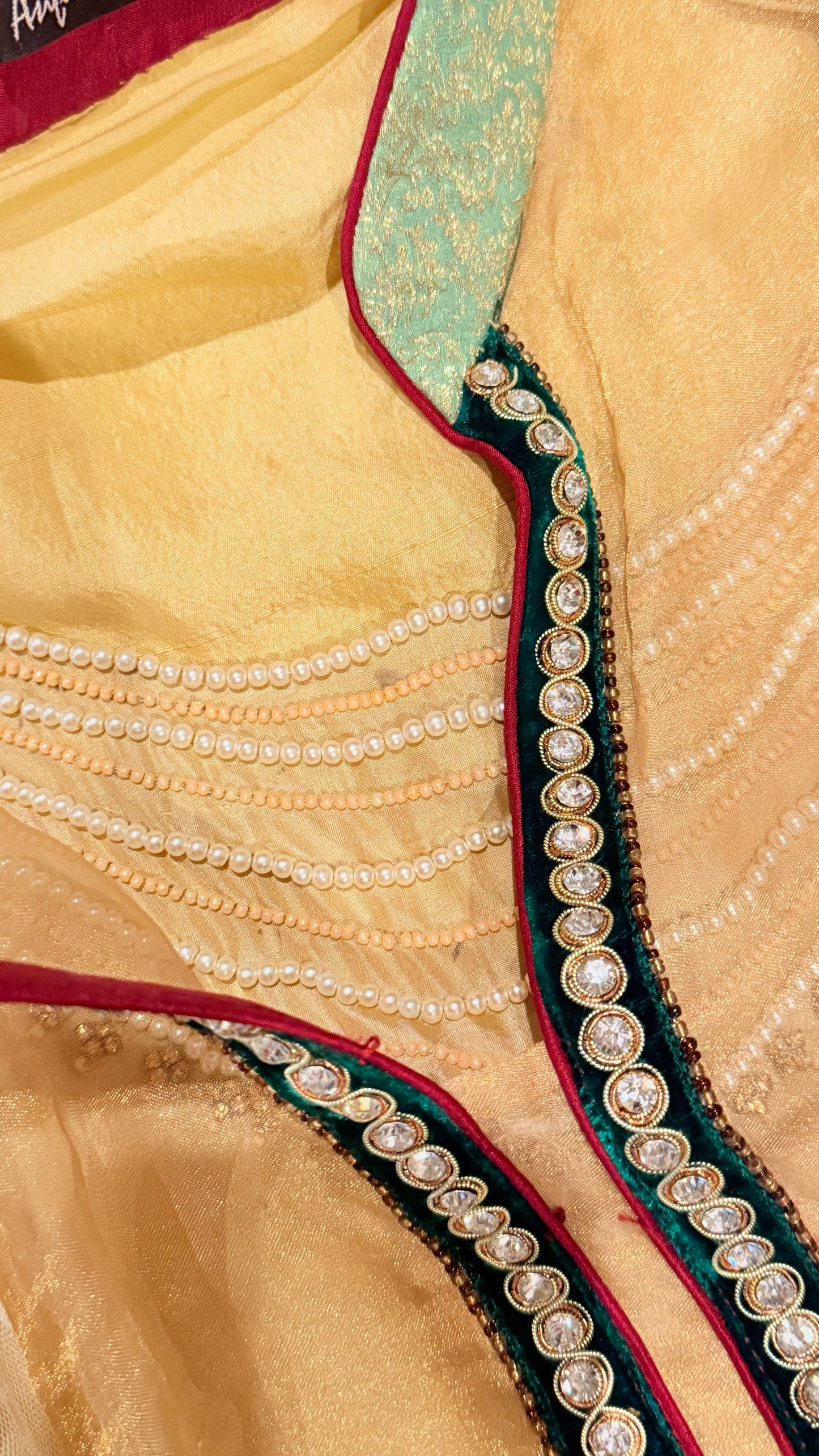 Asifa & Nabeel Chiffon Double Shirt with Beaded Embroidery on inside shirt