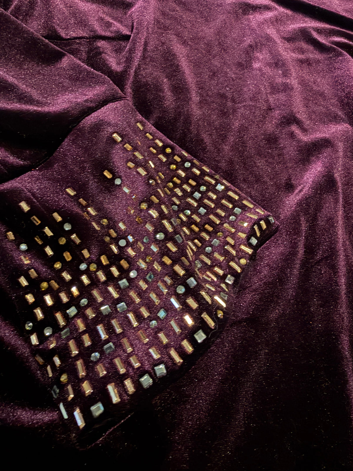 Deep Purple Shirt with Embellished sleeves
