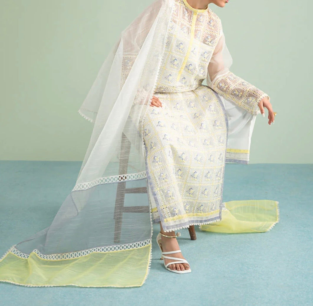 Vanya Off-White Embroidered Shirt with Lace details