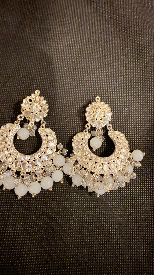 Crystal and Pearl adorned Jhumka's/Earrings