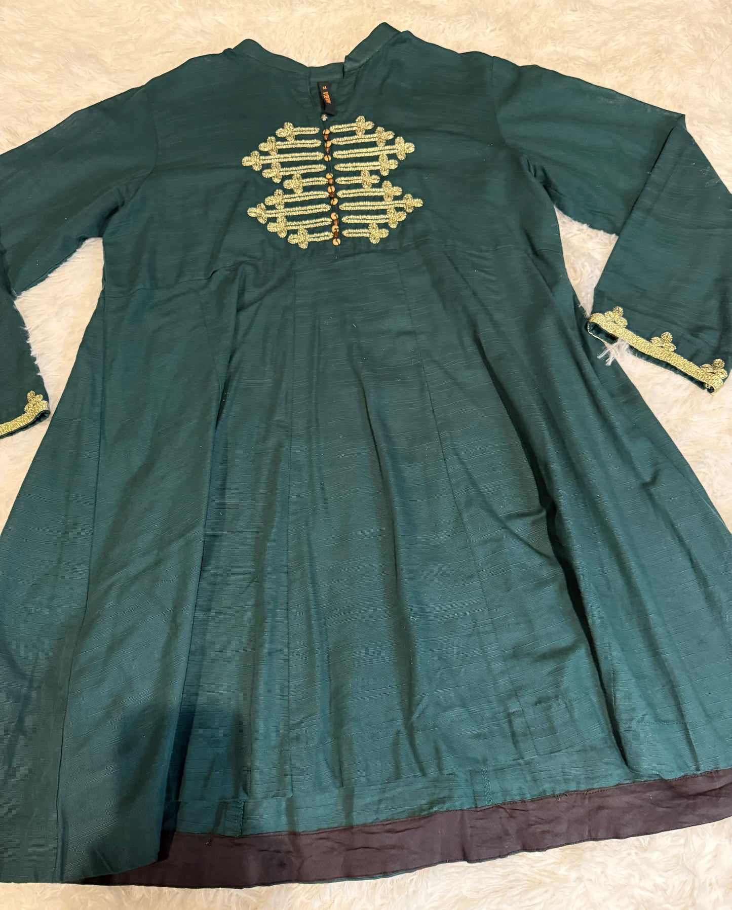 Warda Teal Kameez with Gold Embroidery