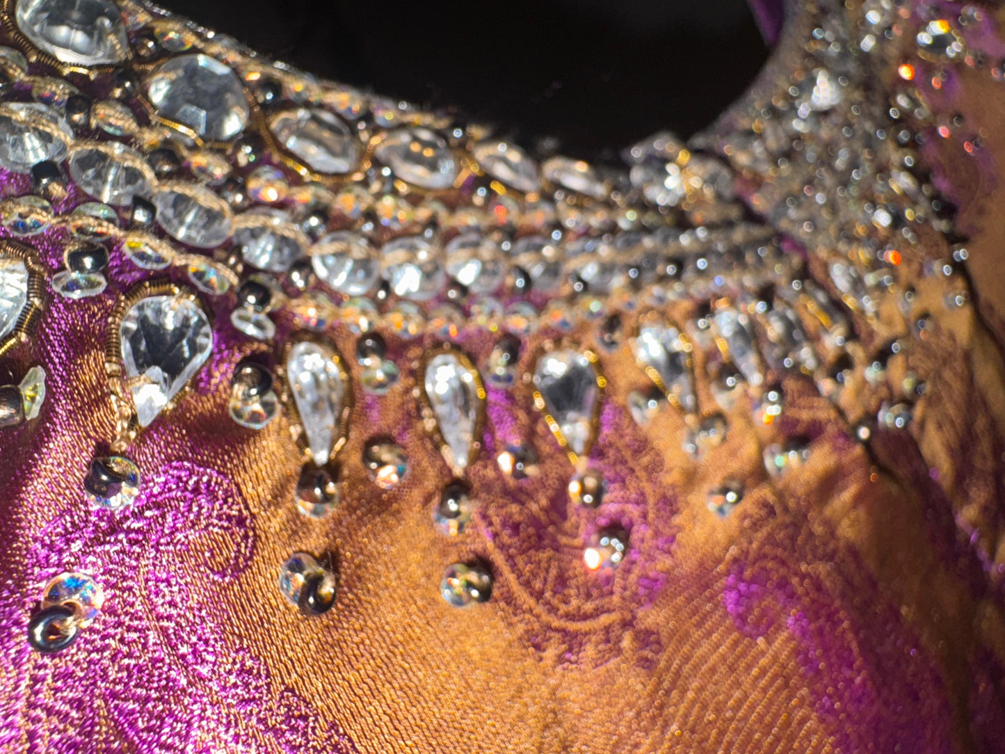 Purple and Mehndi color Indian Short Shirt and Churidaar Pant with Crystal Embellishments