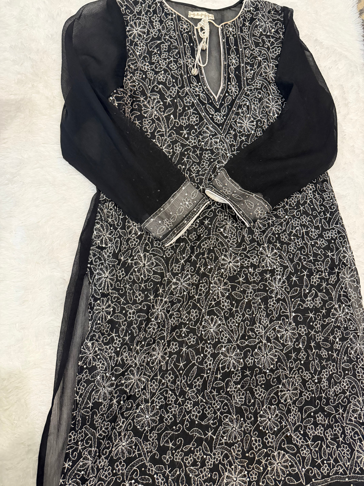 Sublime by Sara Chiffon Shirt with Shadow Work and Sequins throughout the front