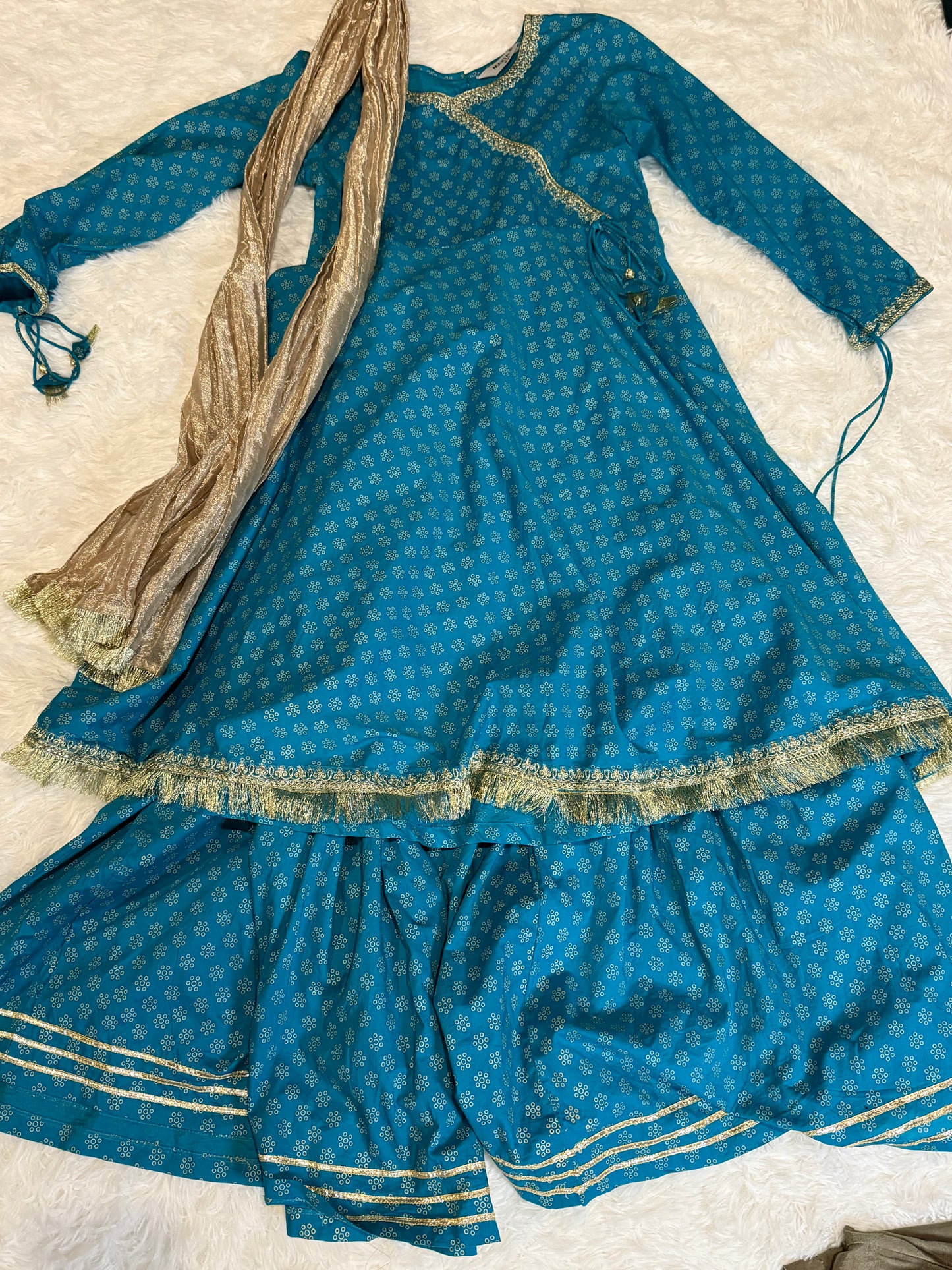 Maria B Blue Gharara Suit with Dupatta Cotton