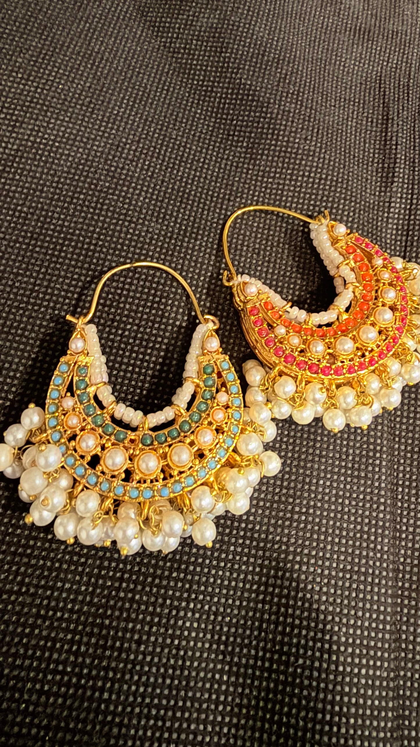 Crystal and Pearl Double Sided Traditional Earrings
