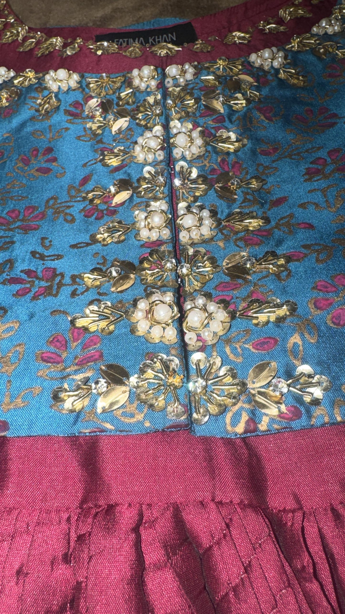 Fatima Khan Burgundy Silk Anarkali with Dupatta