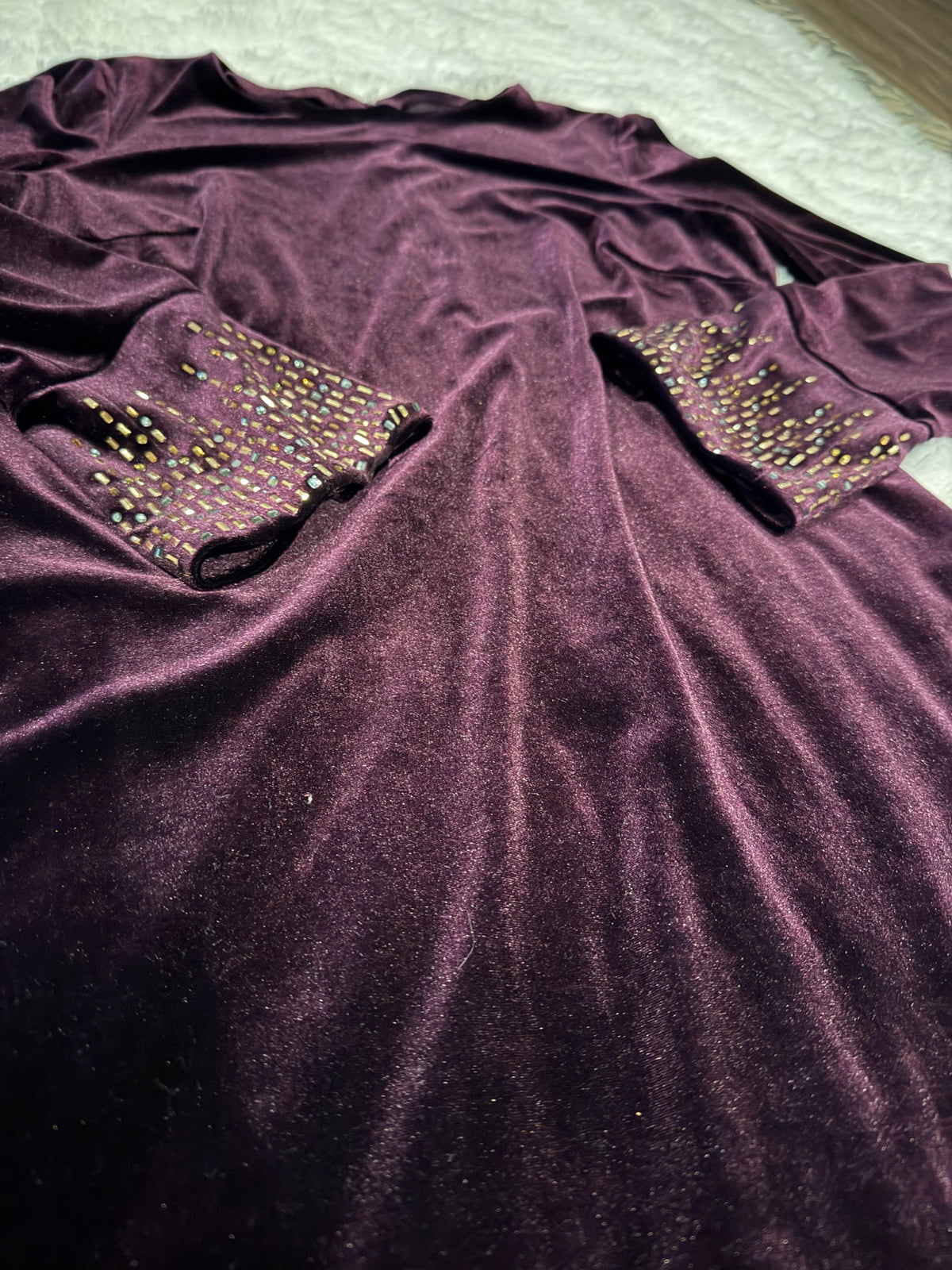 Deep Purple Shirt with Embellished sleeves